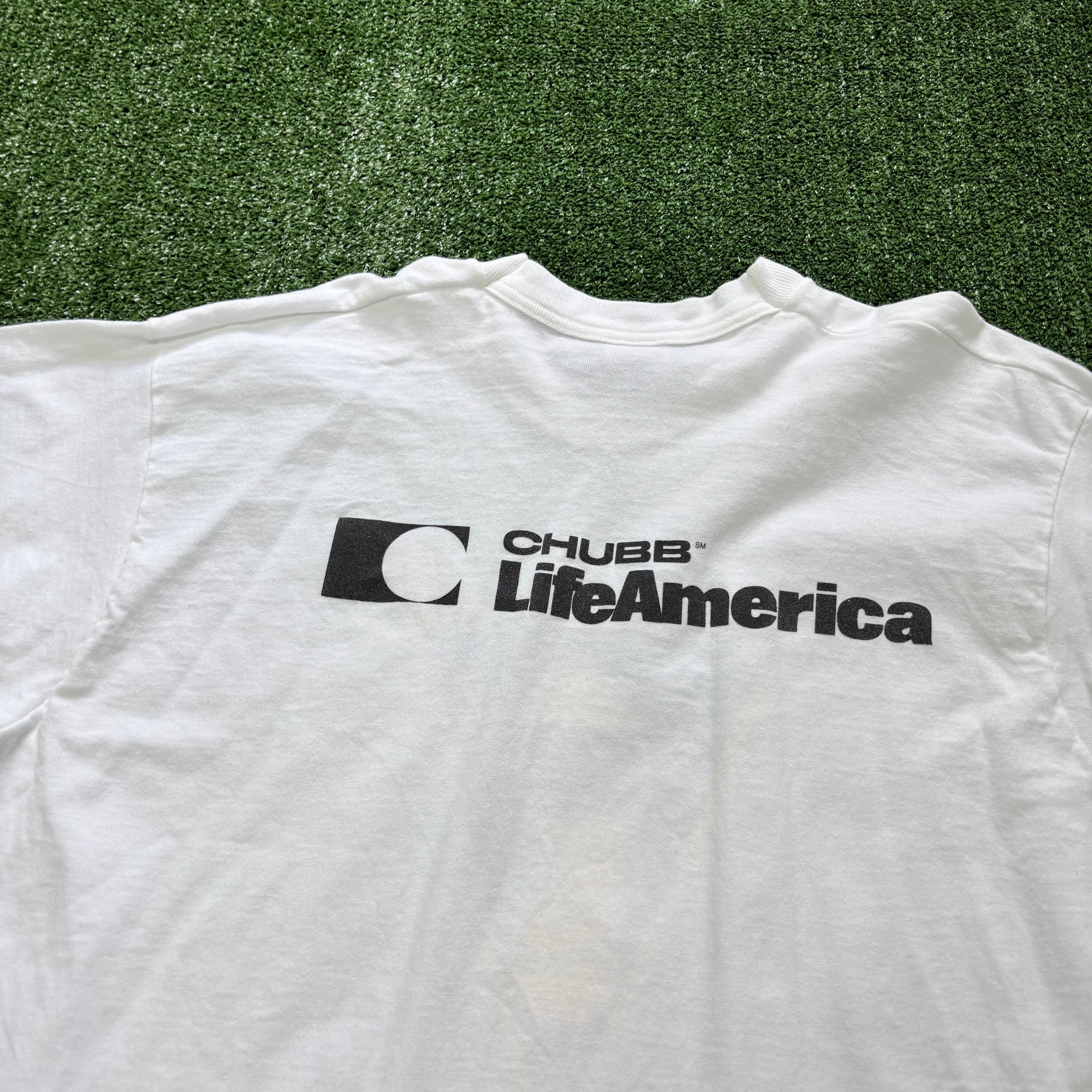 Vintage T Shirt Mens XL White Single Stitch Graphic Print 90s Running (E)