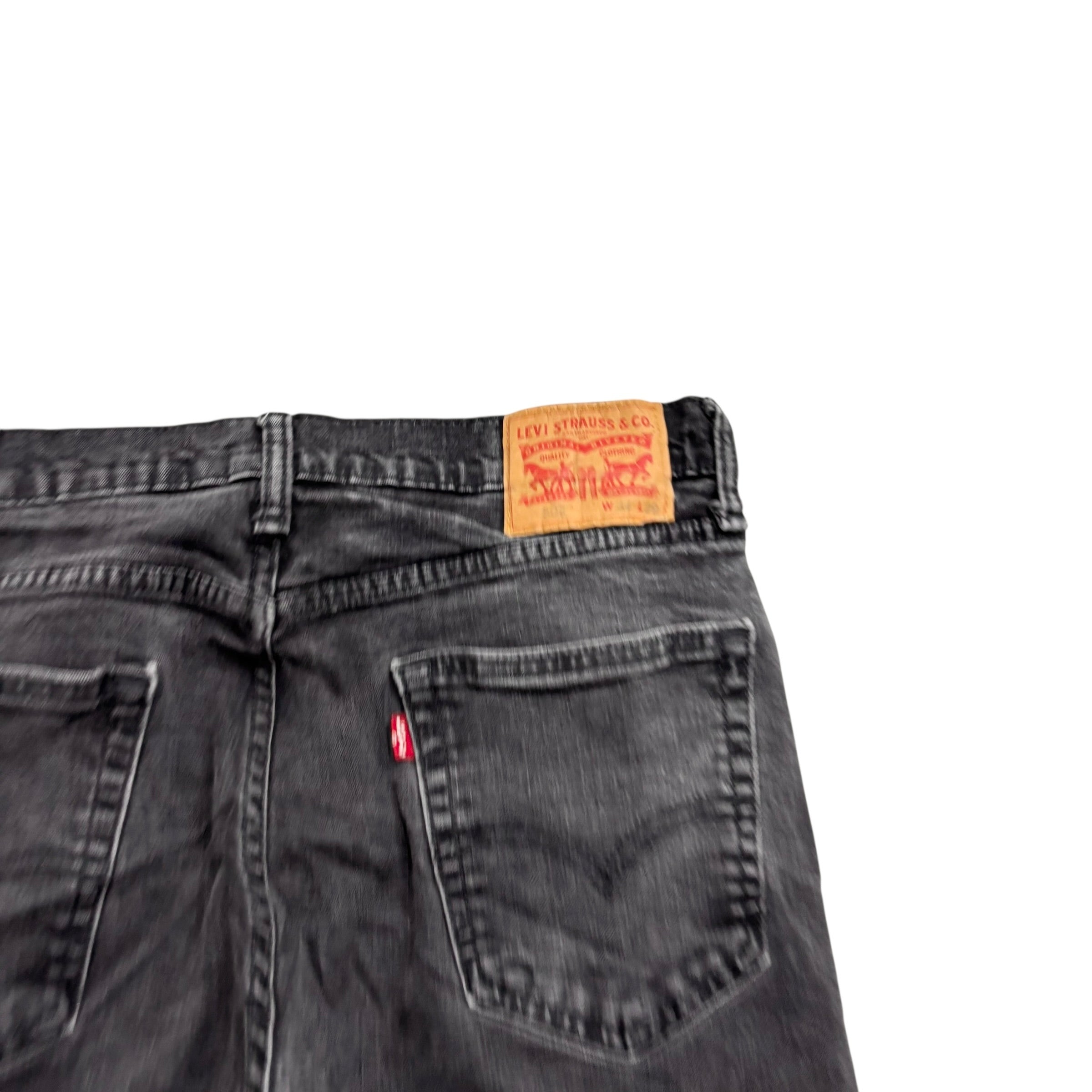 Levis 502 Jeans W32 L26 Mens Black Regular Tapered Fit Stretch Denim