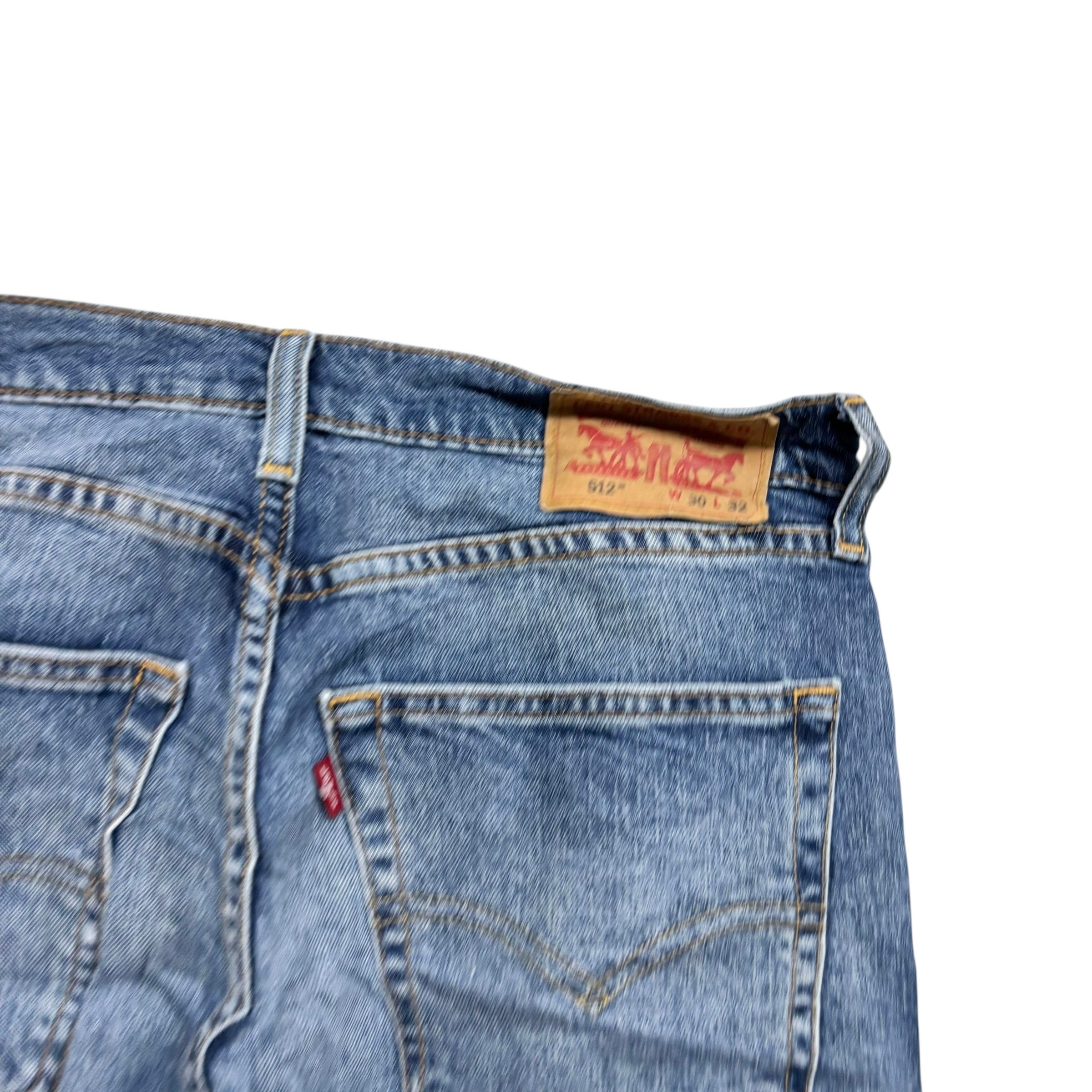 Levis 512 Jeans W30 L31 Mens Mid Blue Slim Tapered Fit Stretch Distressed