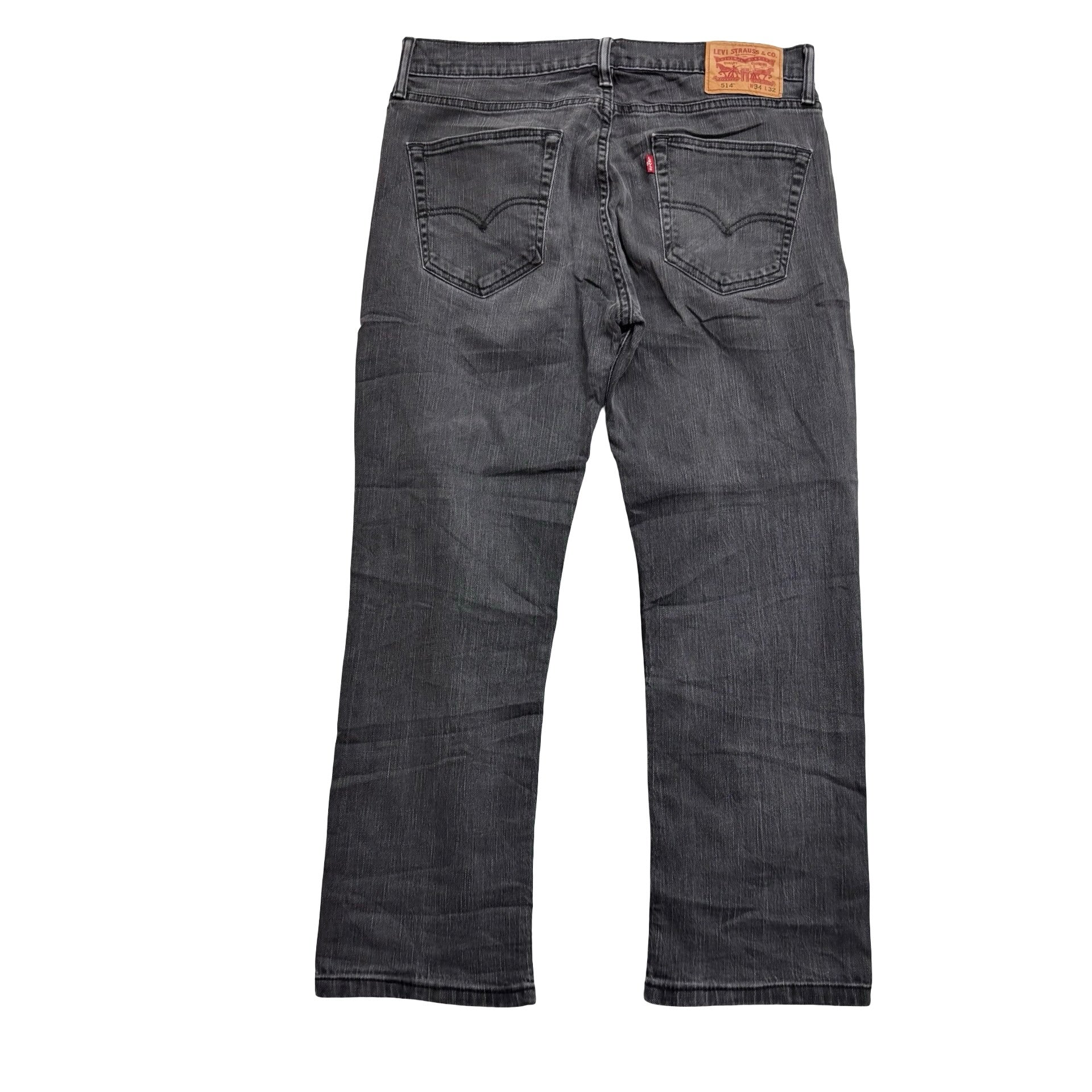 Levis 514 Jeans W34 L27 Mens Black Regular Straight Fit Stretch Denim