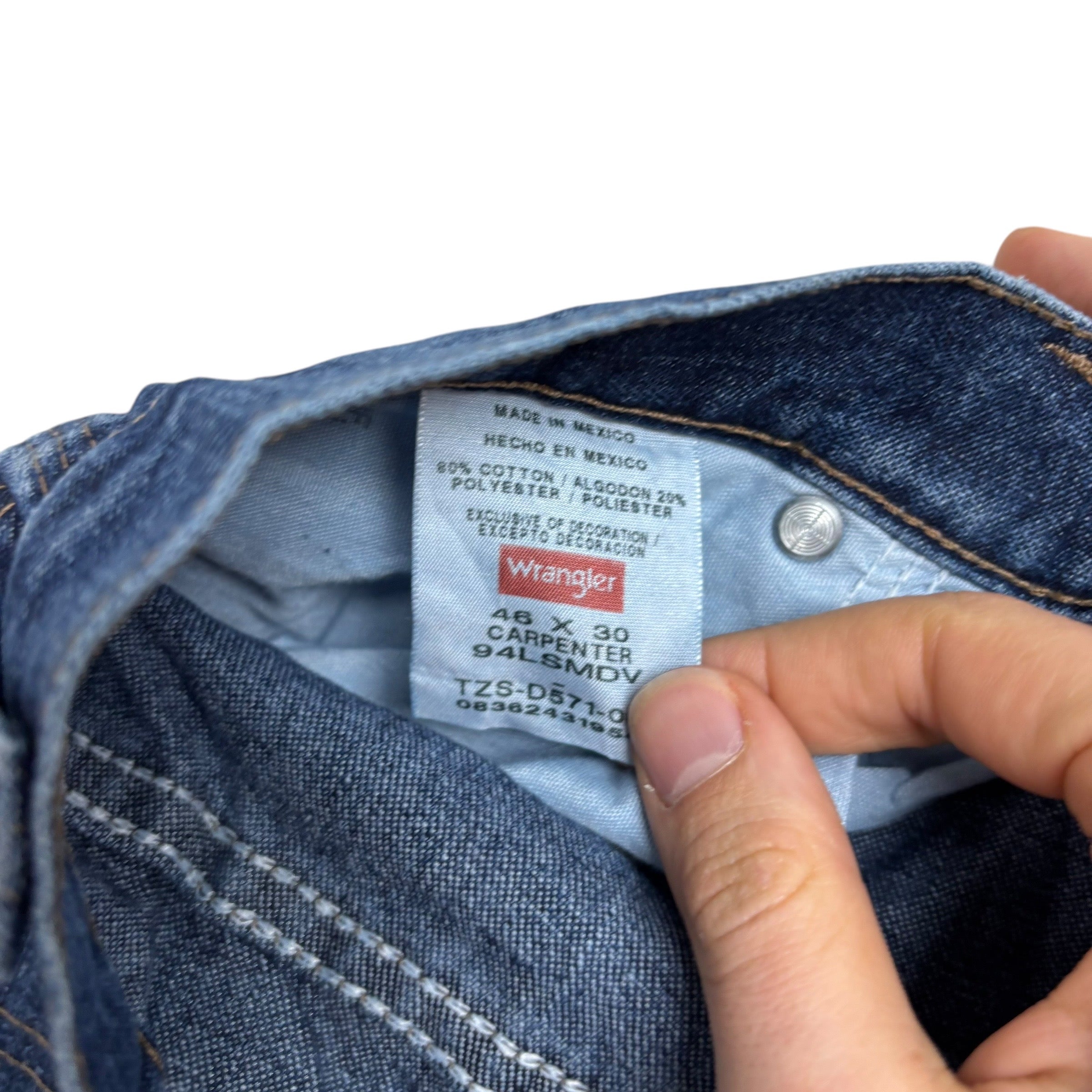 Wrangler Carpenter Jeans W46 L31 Mens Dark Blue Relaxed Straight Denim