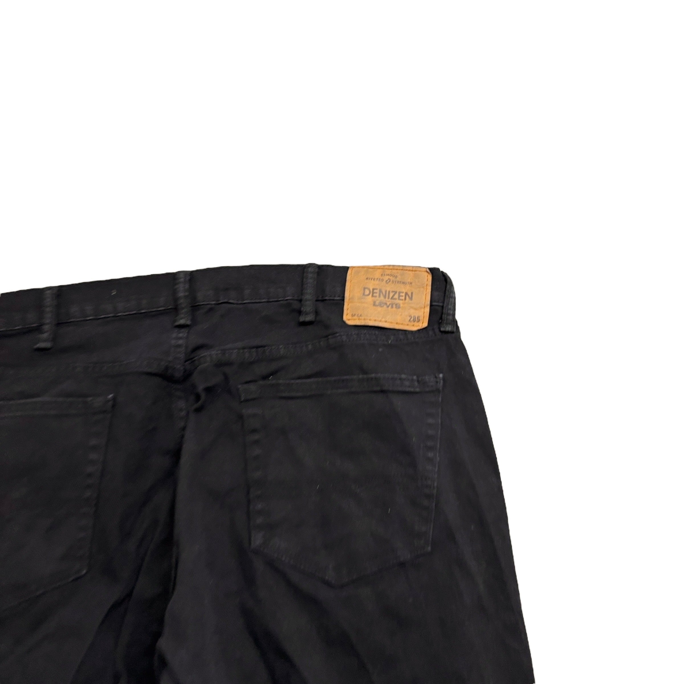 Levis Denizen Jeans W40 L30 Mens Black Relaxed Straight Fit Stretch Denim (E)