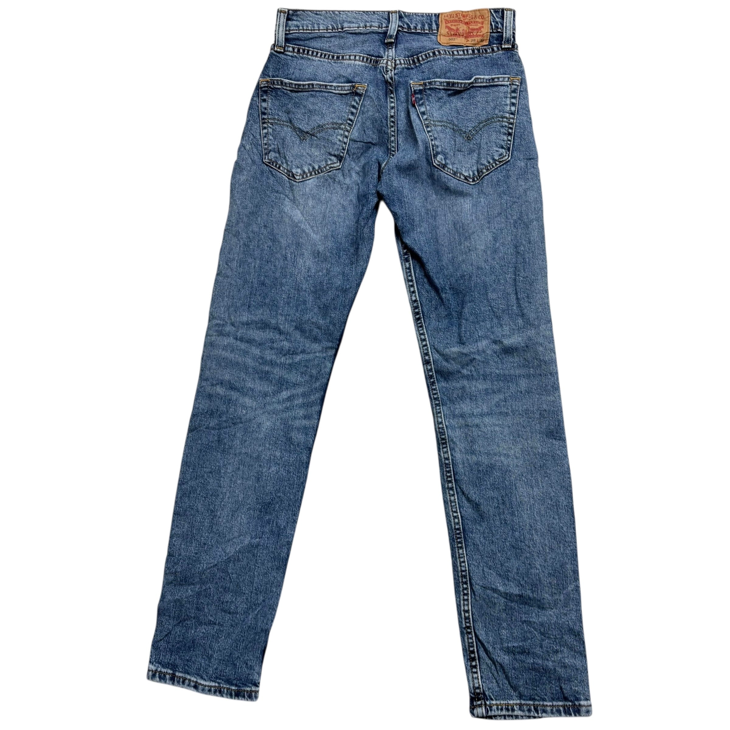 Levis 502 Jeans W28 L31 Mens Mid Blue Regular Tapered Fit Stretch Denim (E)