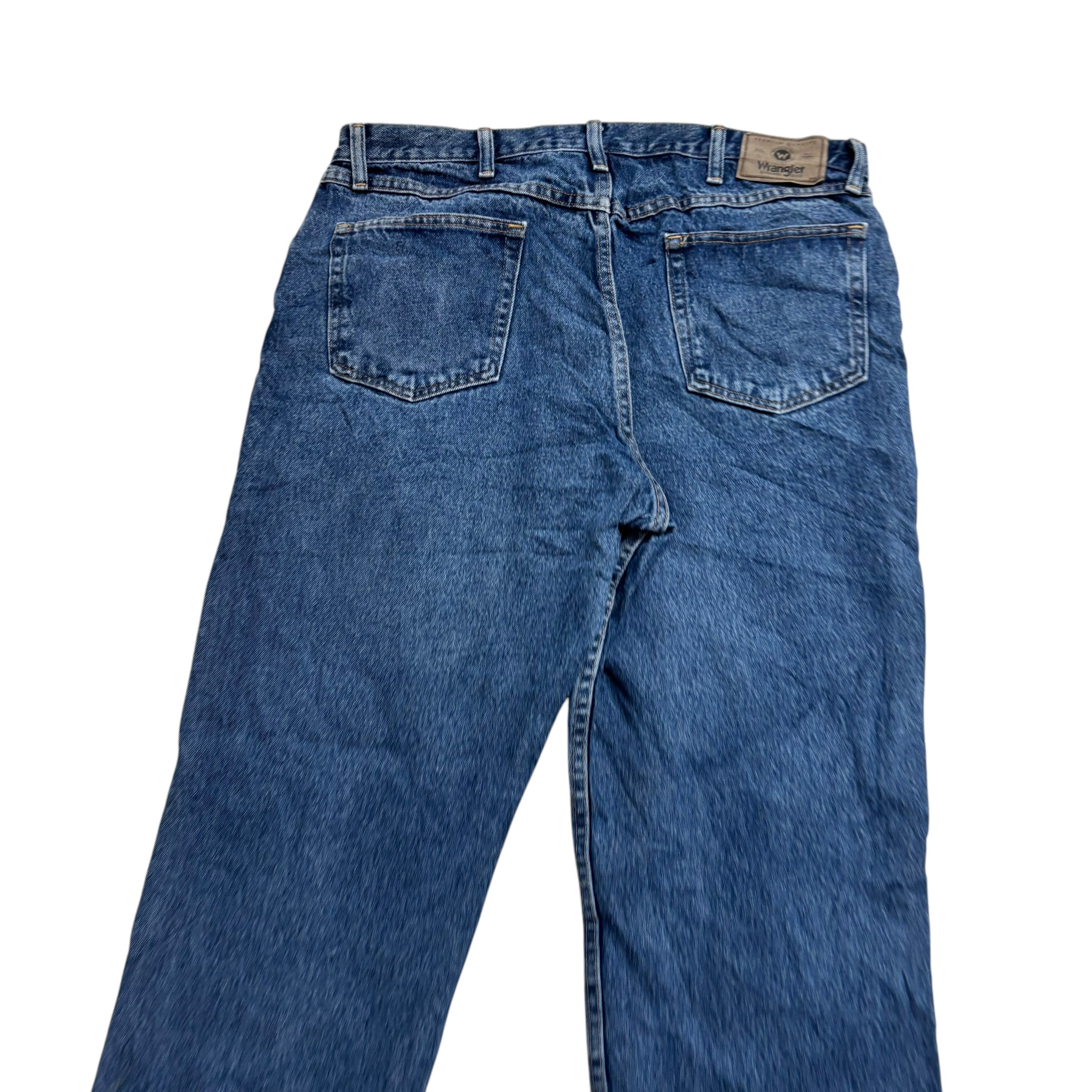 Wrangler Jeans W38 L30 Mens Mid Blue Relaxed Straight Fit Denim (E)