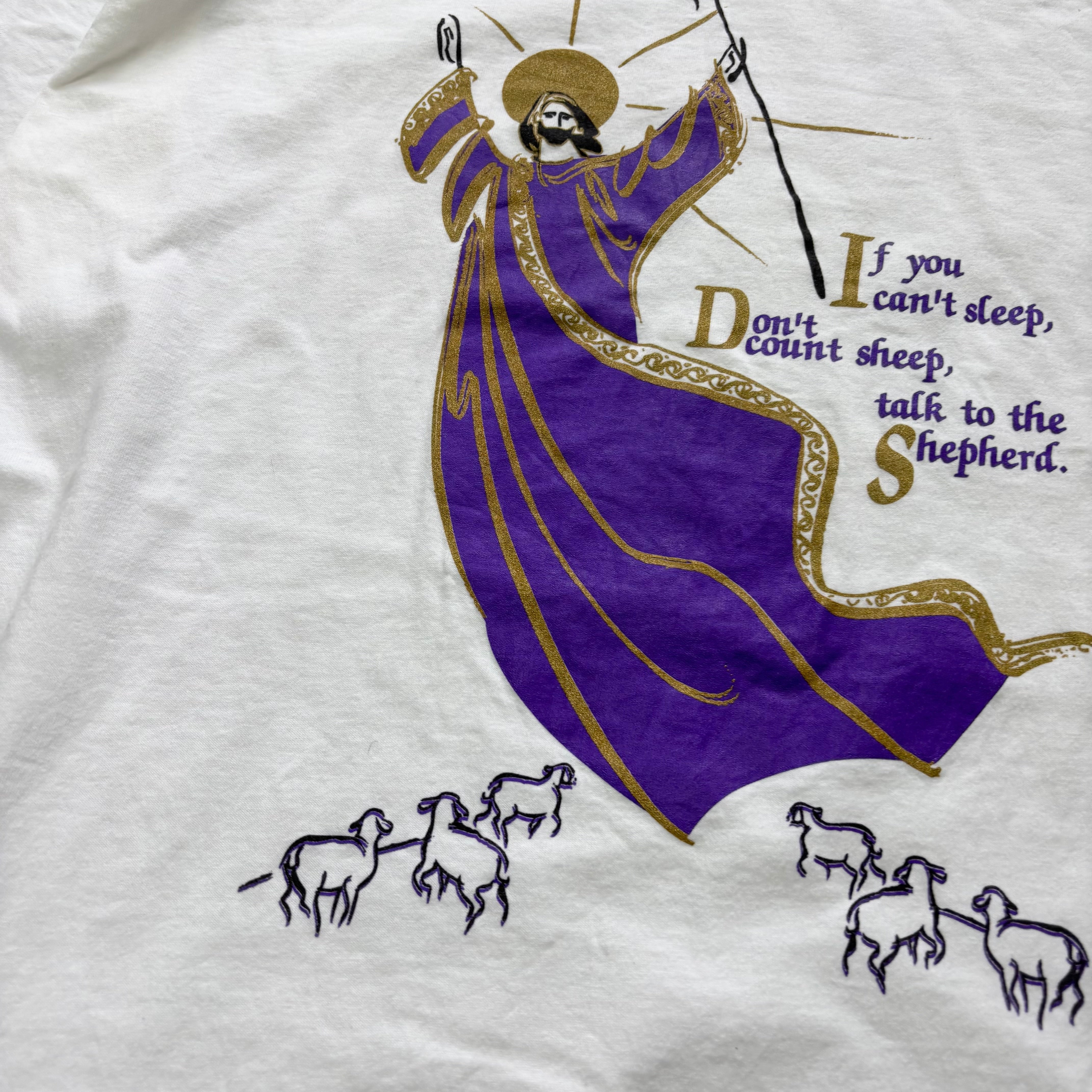 Vintage T Shirt Mens One Size White Single Stitch Graphic Print 90s