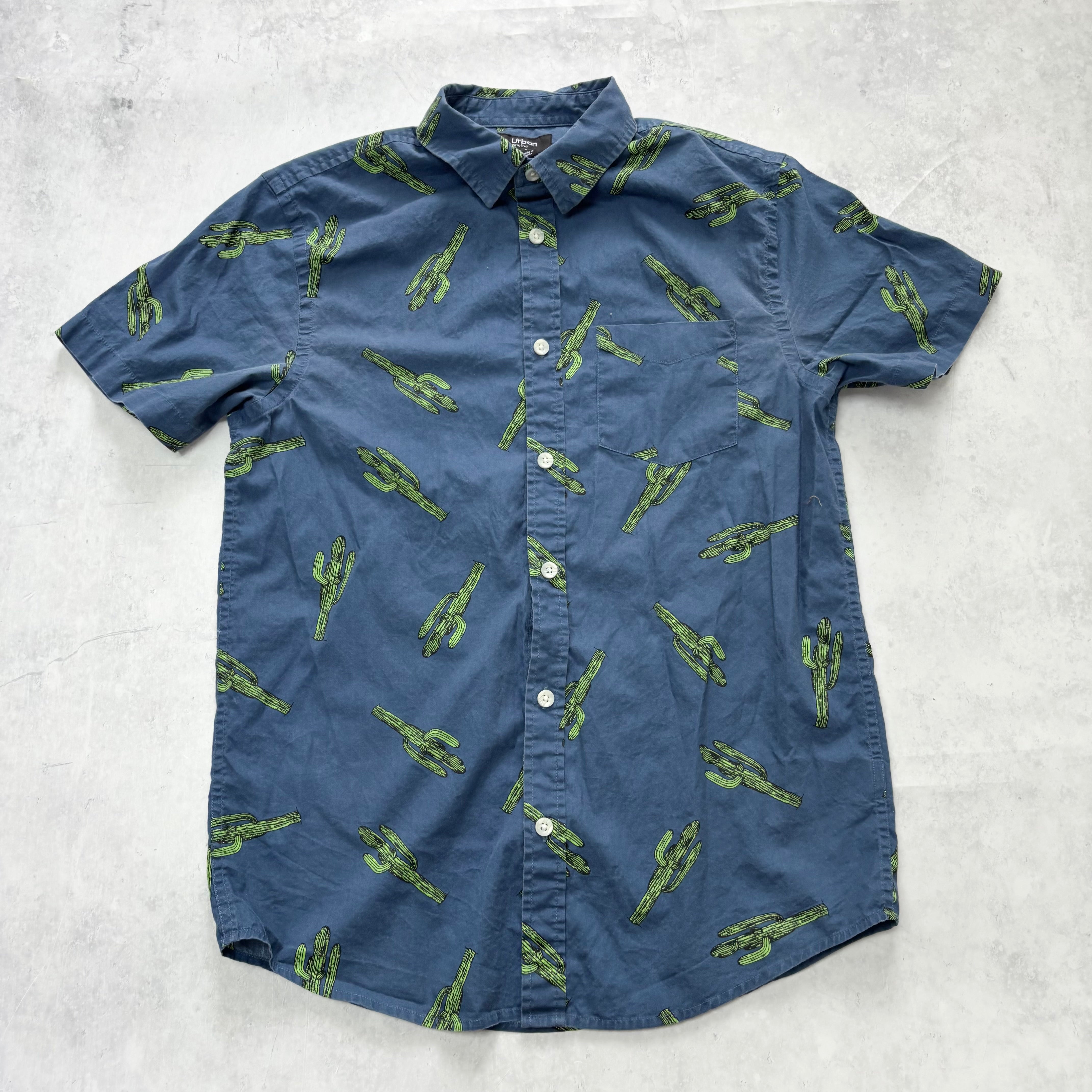 Hawaiian Shirt Mens Small Blue Floral Aloha Regular Fit Cotton (E)