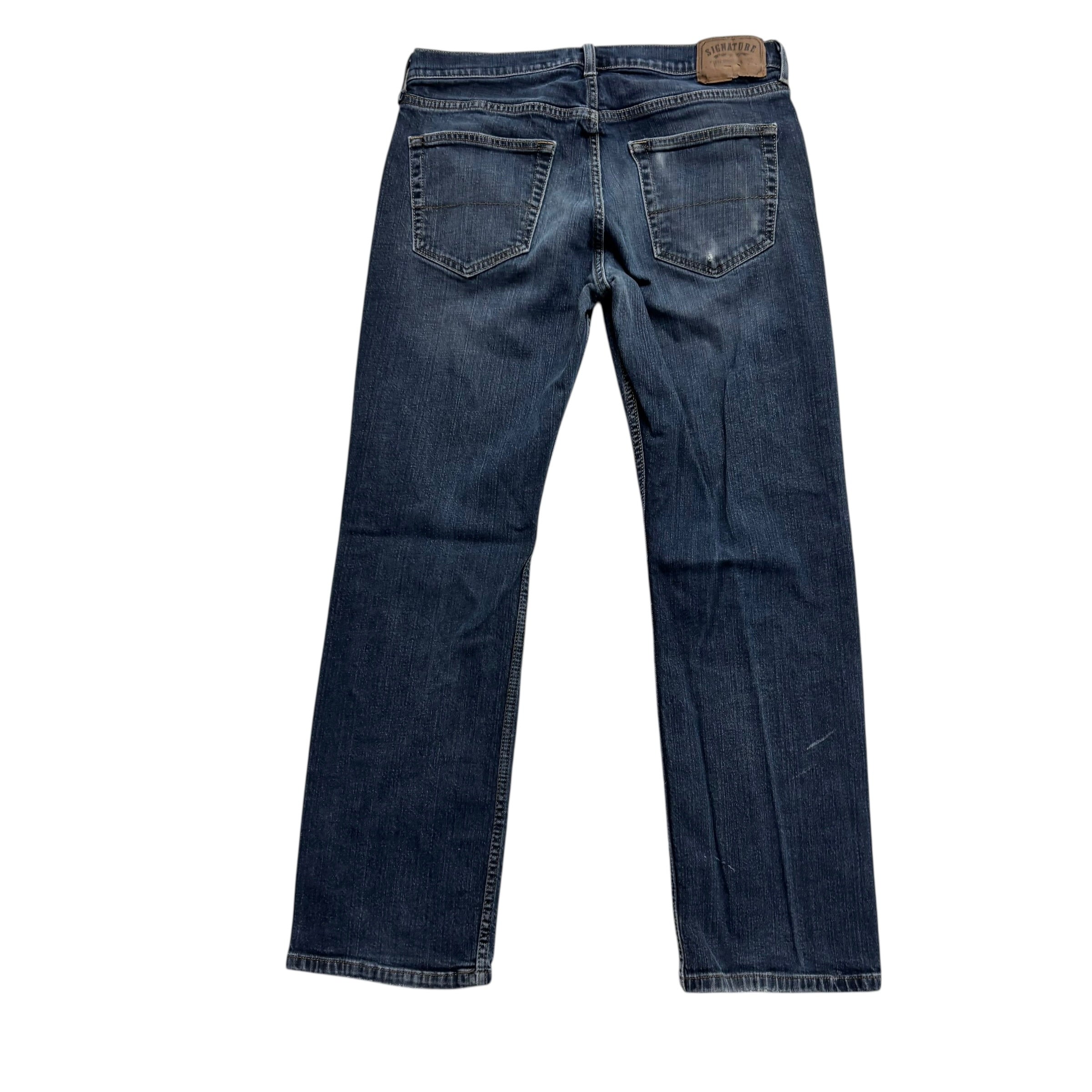 Levis Signature Jeans W32 L30 Mens Dark Blue Regular Straight Fit Stretch Denim
