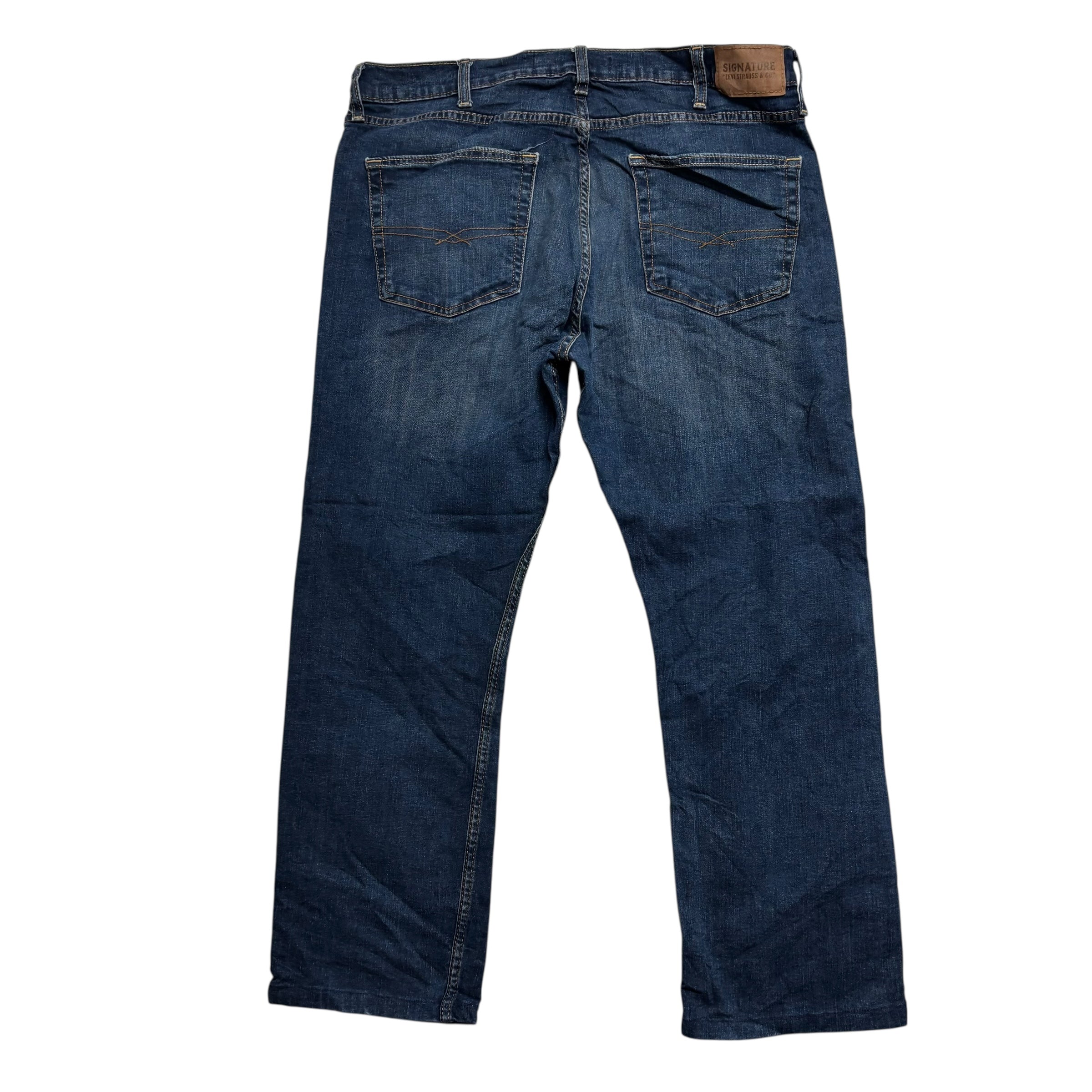 Levis Signature Jeans W38 L27 Mens Dark Blue Regular Straight Fit Stretch (E)