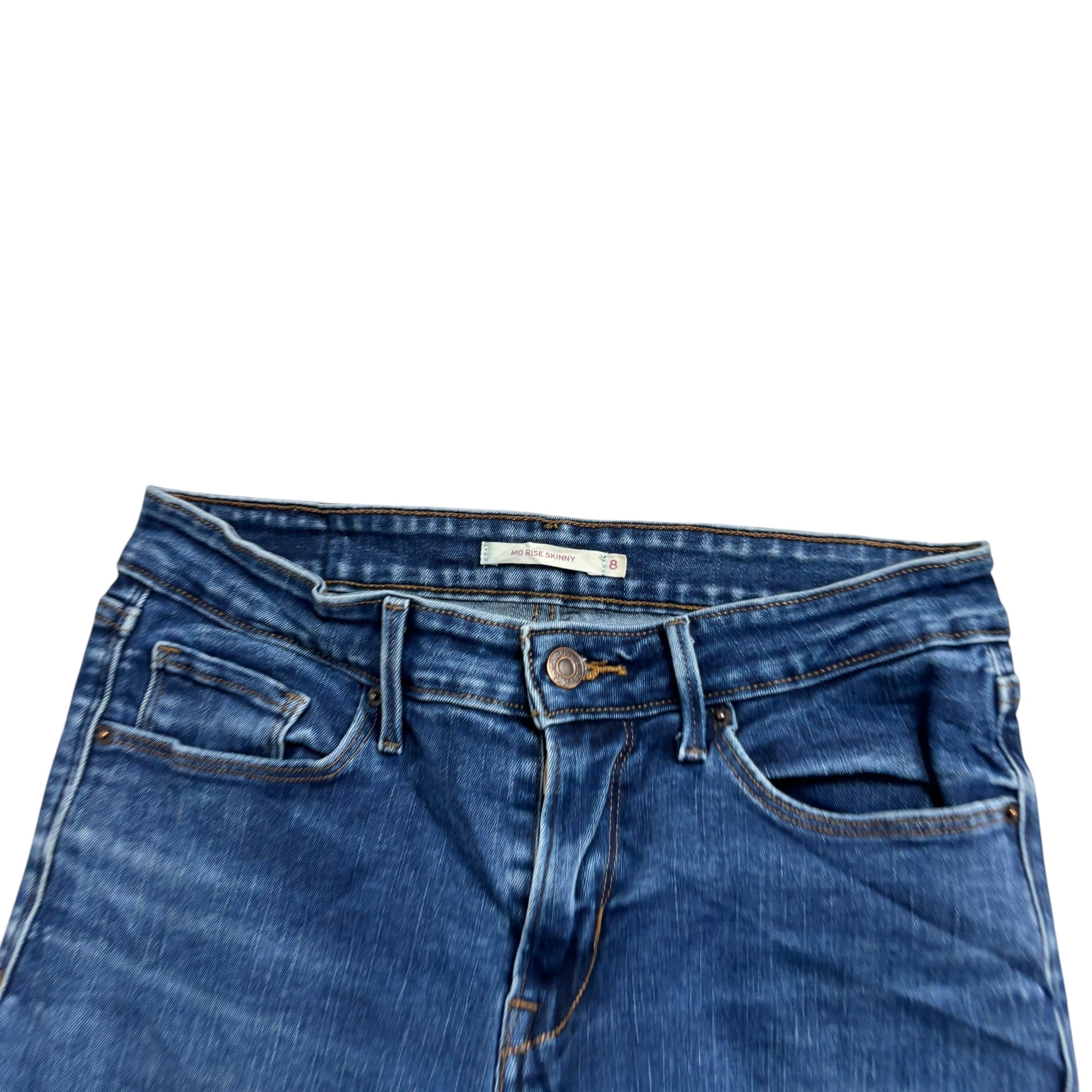 Levis Jeans W28 L32 Womens Mid Blue Mid Rise Skinny Fit Stretch Denim