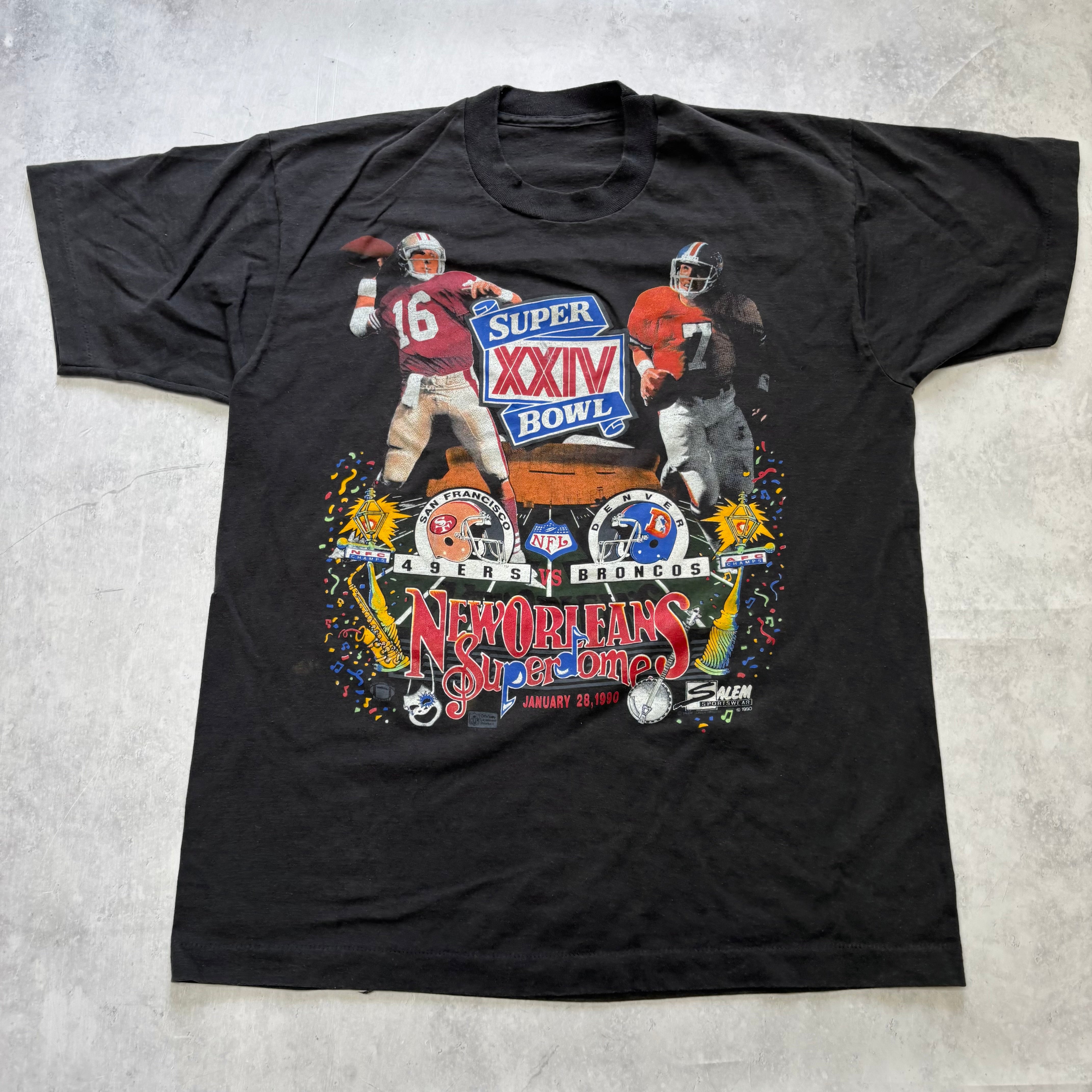 Vintage T Shirt Mens Large Black Single Stitch Graphic Print 90s NFL