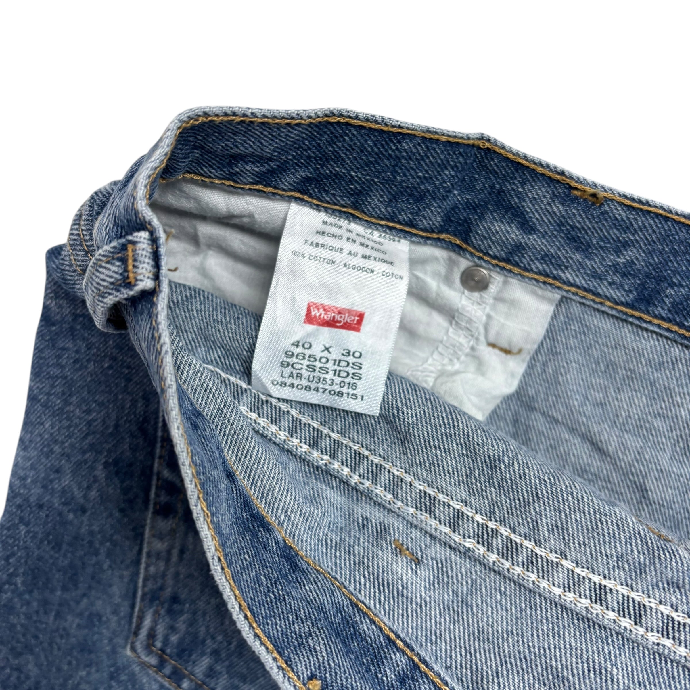 Wrangler Jeans W40 L30 Mens Mid Blue Regular Straight Fit Denim (E)