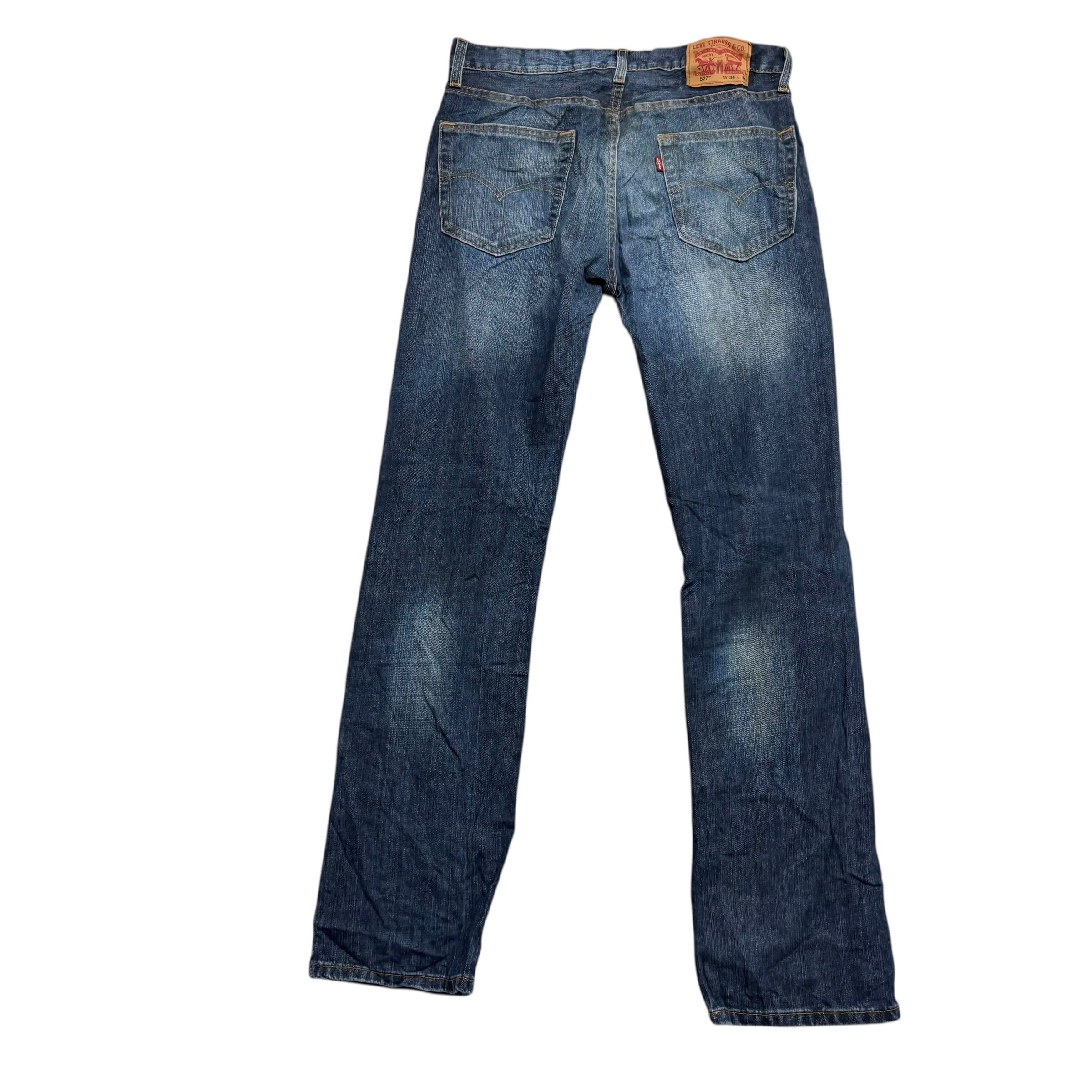 Levis 527 Jeans W32 L34 Mens Dark Blue Slim Bootcut Fit Denim (F)