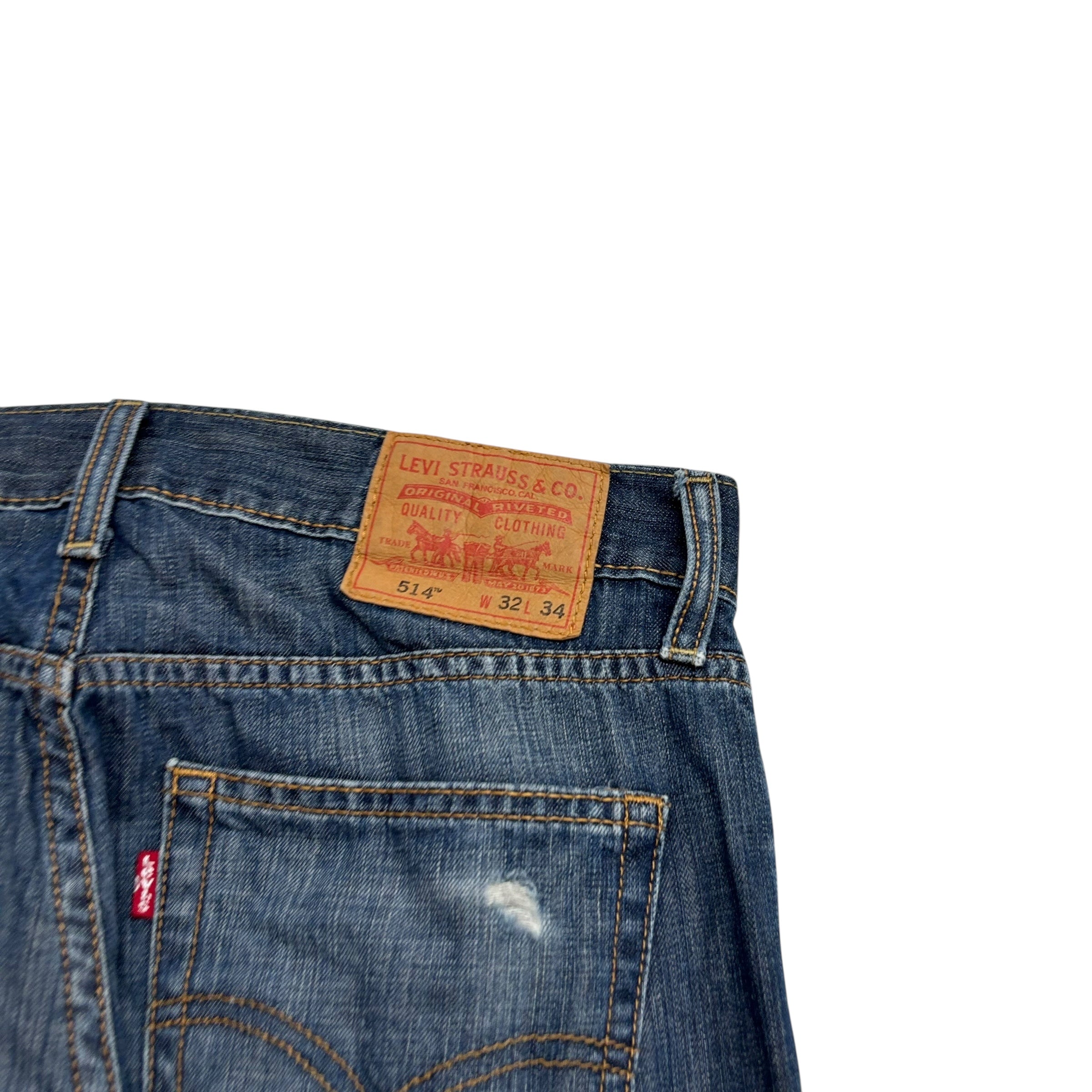 Levis 514 Jeans W32 L34 Mens Dark Blue Regular Straight Fit Vintage Denim