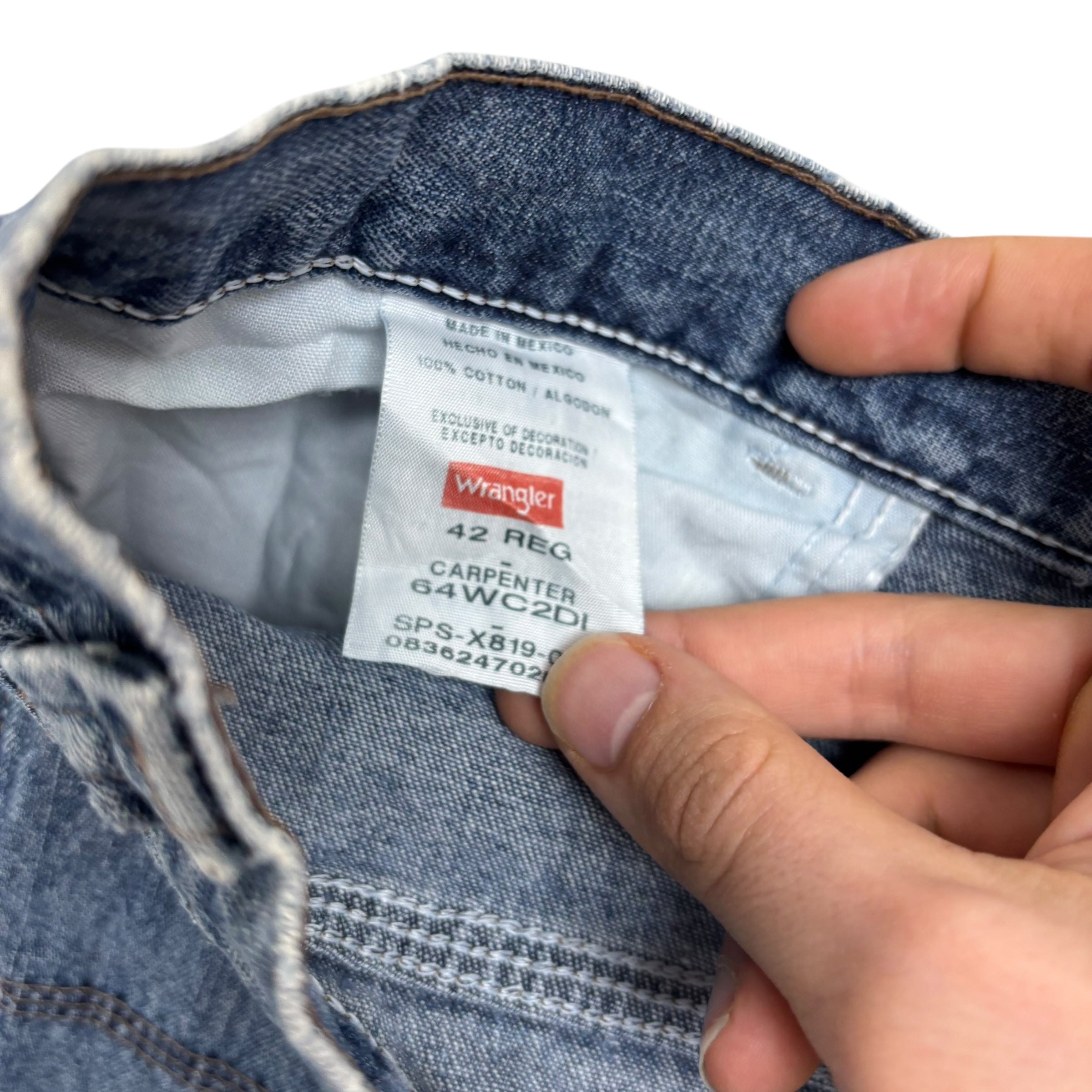 Wrangler Baggy Jorts W42 Mens Mid Blue Denim Shorts Relaxed Fit Carpenter