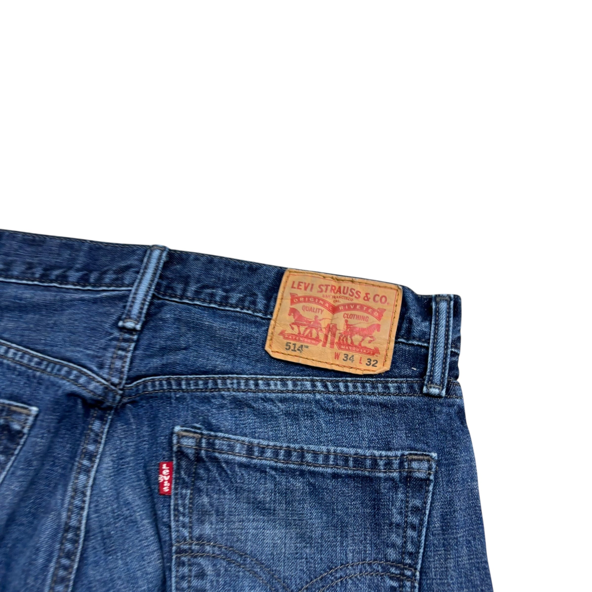 Levis 514 Jeans W32 L31 Mens Dark Blue Regular Straight Fit Denim
