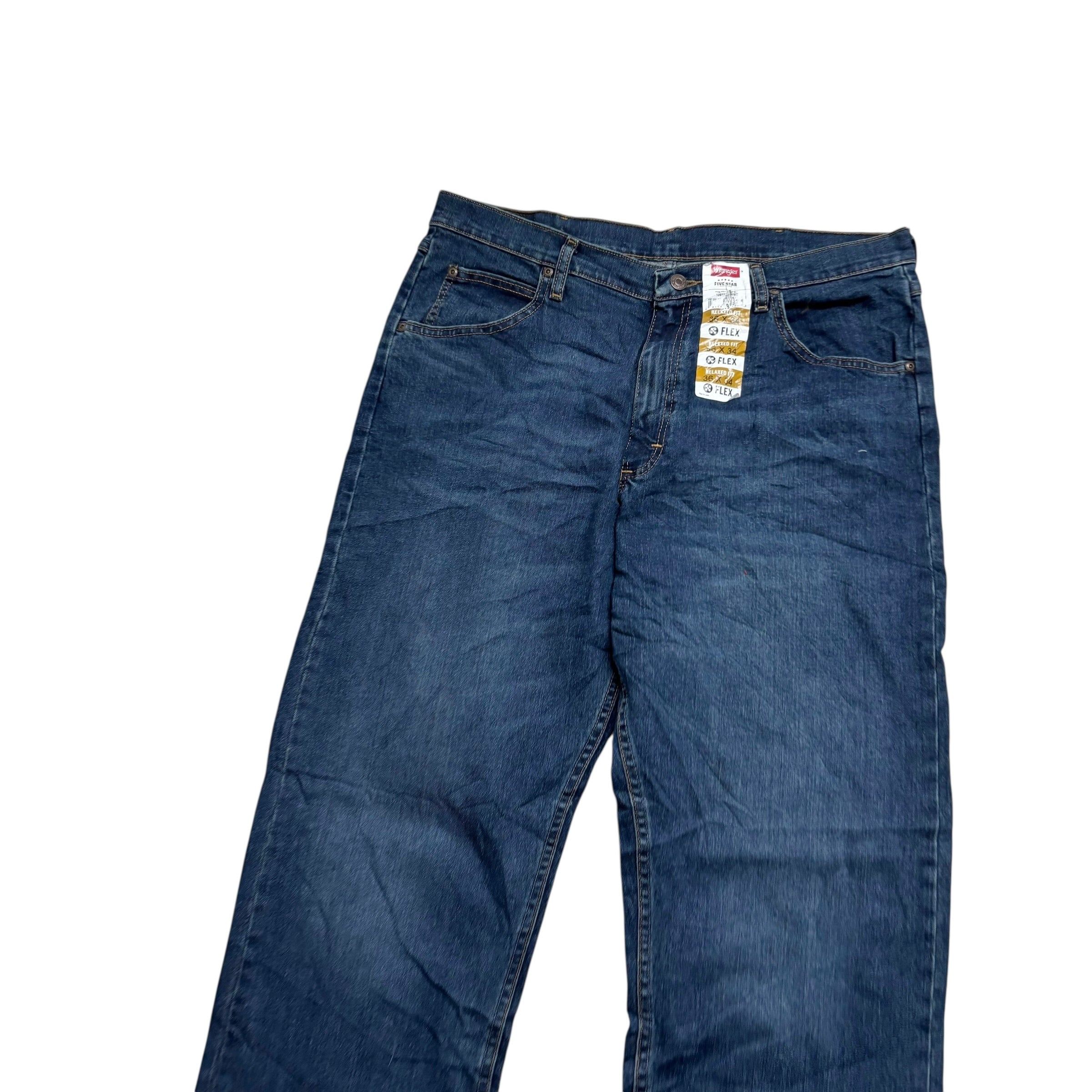 Wrangler Jeans W36 L34 Mens Dark Blue Relaxed Straight Fit Stretch Denim (E)