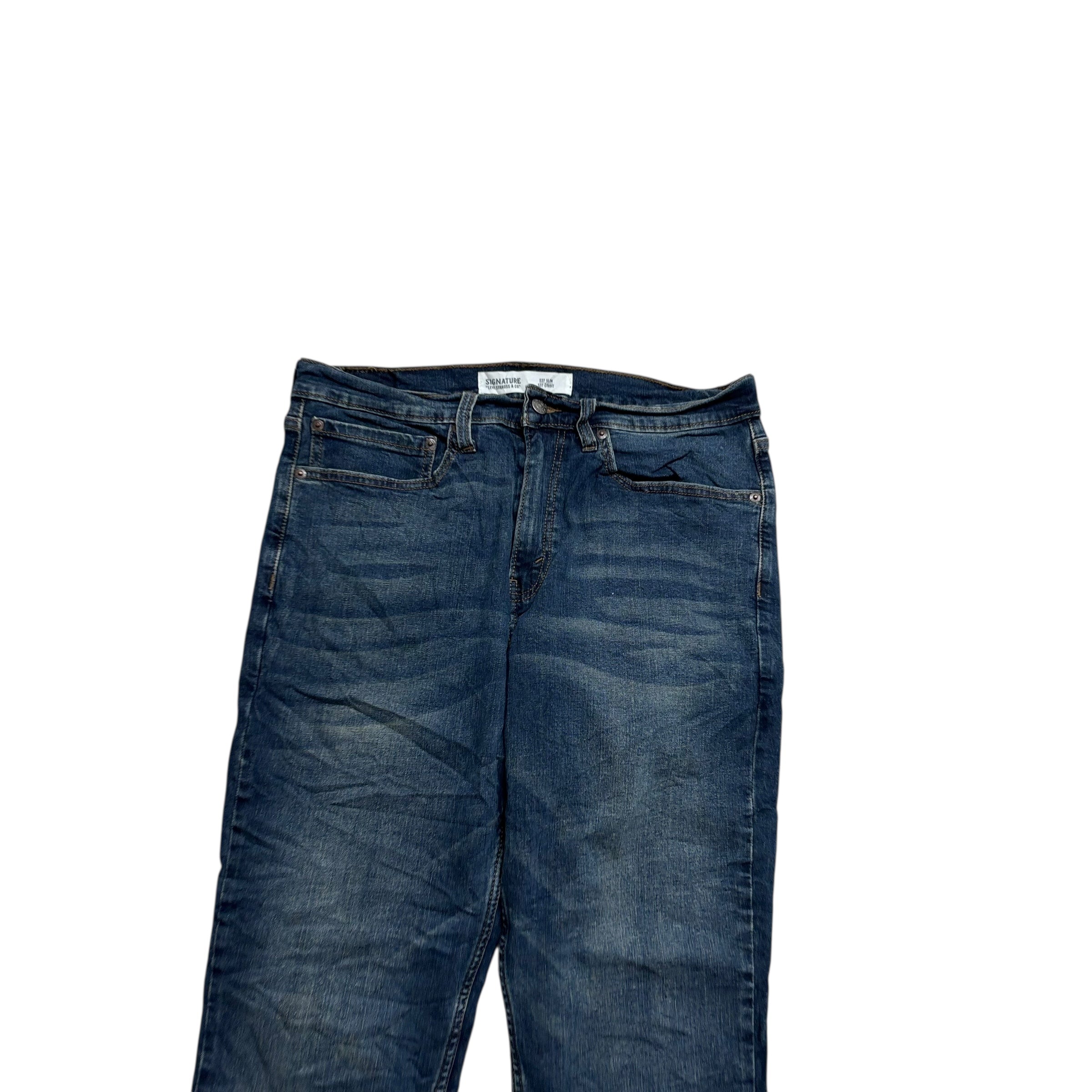 Levis Signature Jeans W32 L30 Mens Dark Blue Slim Fit Stretch Denim