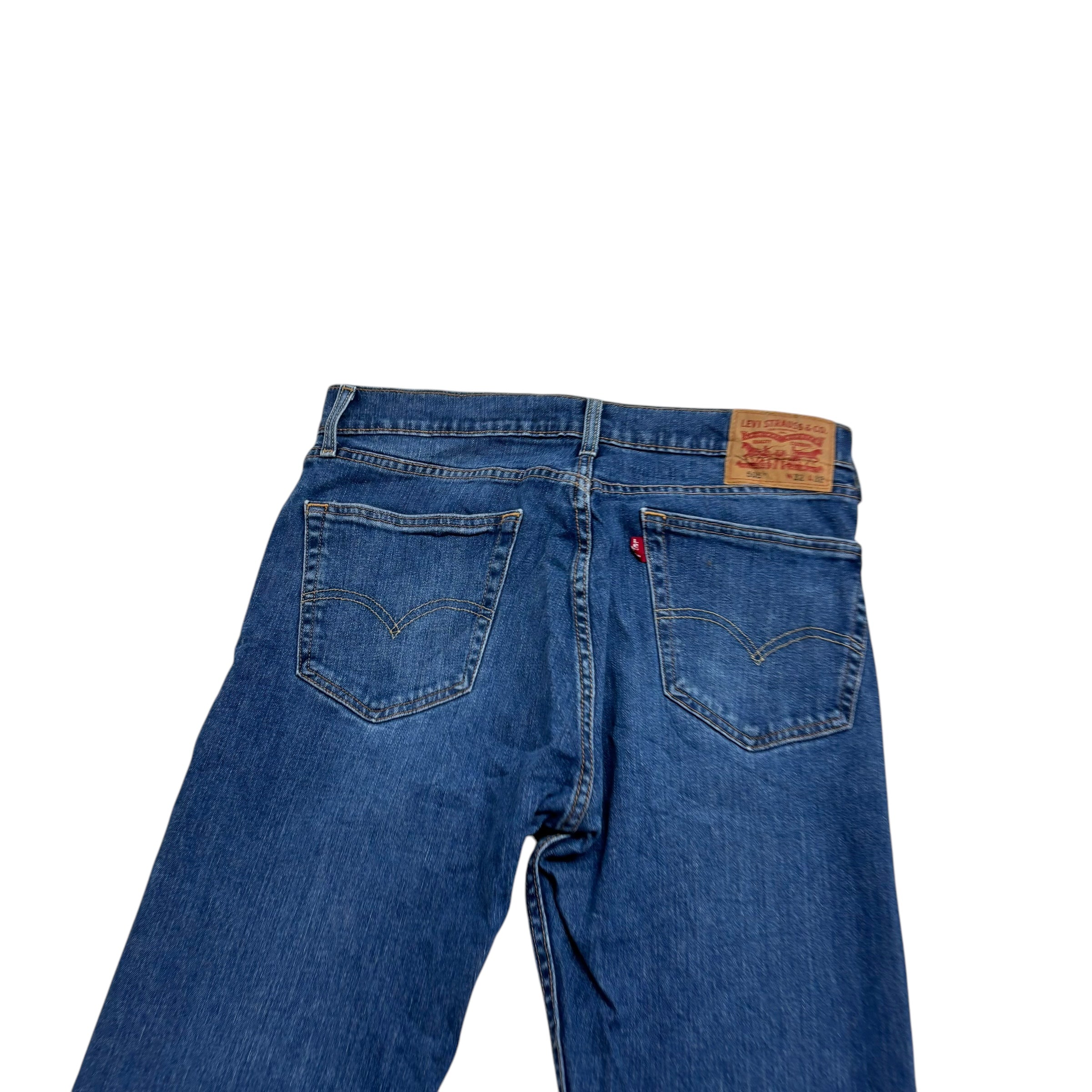 Levis 505 Jeans W32 L32 Mens Mid Blue Regular Straight Fit Stretch Denim (E)