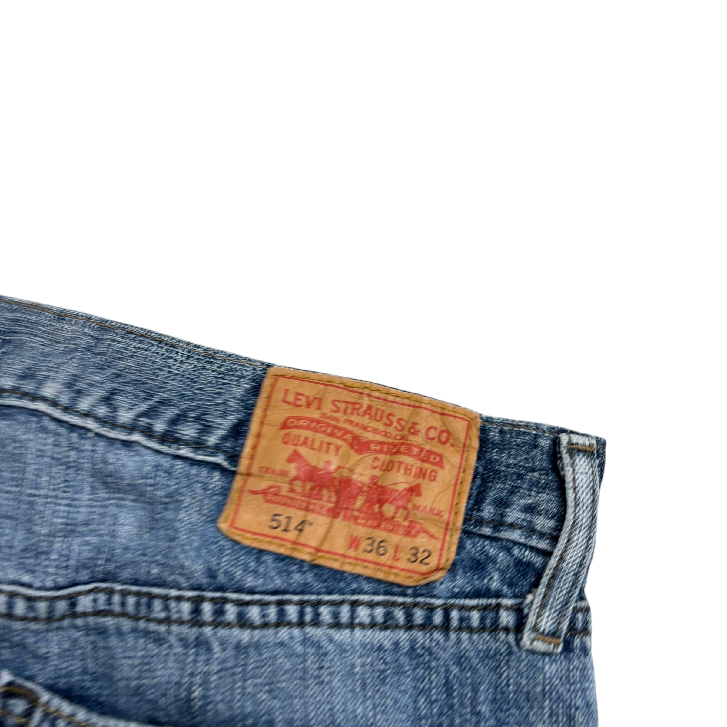 Levis 514 Jeans W36 L32 Mens Mid Blue Regular Straight Fit Denim