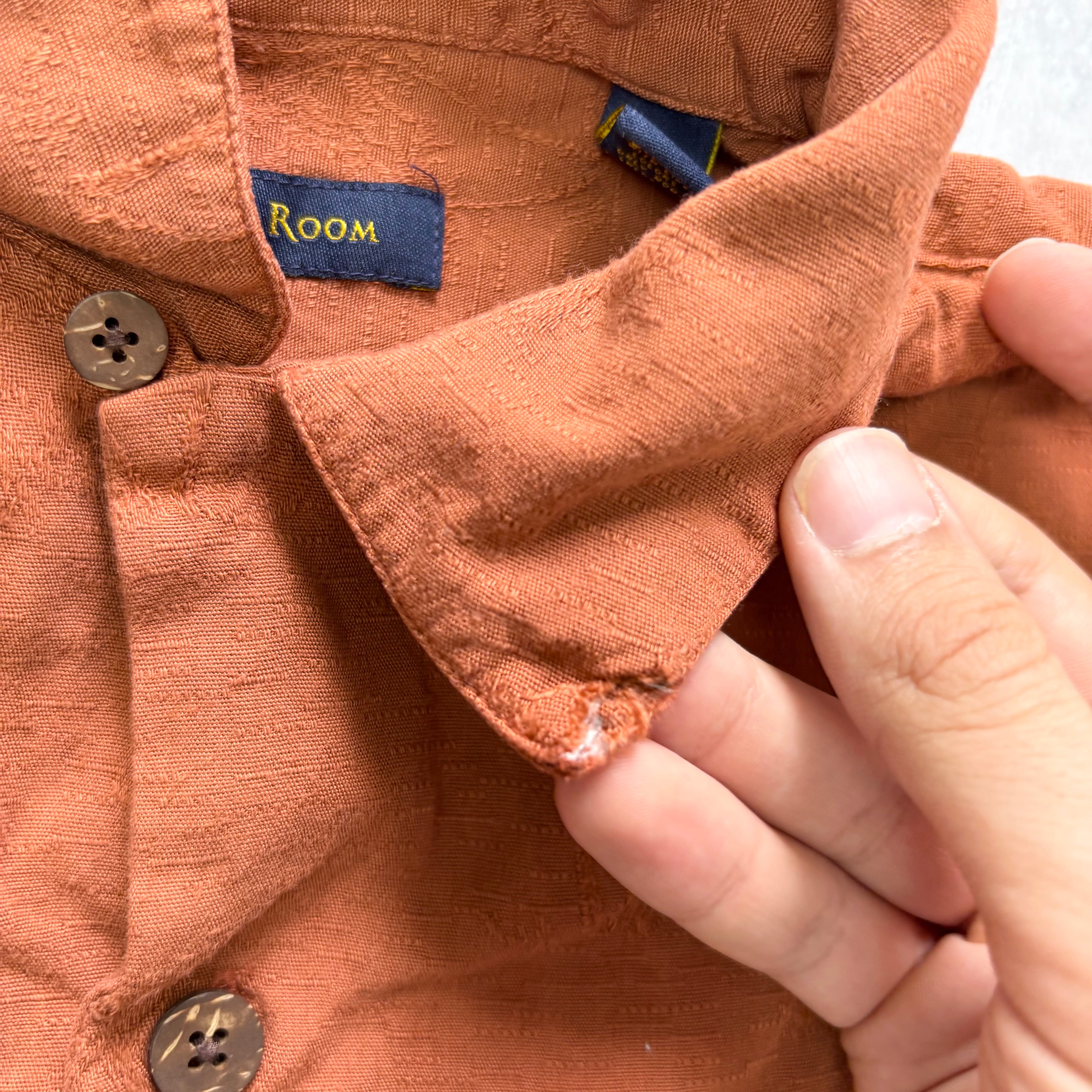 Vintage Shirt Mens Small Orange Short Sleeve Rayon