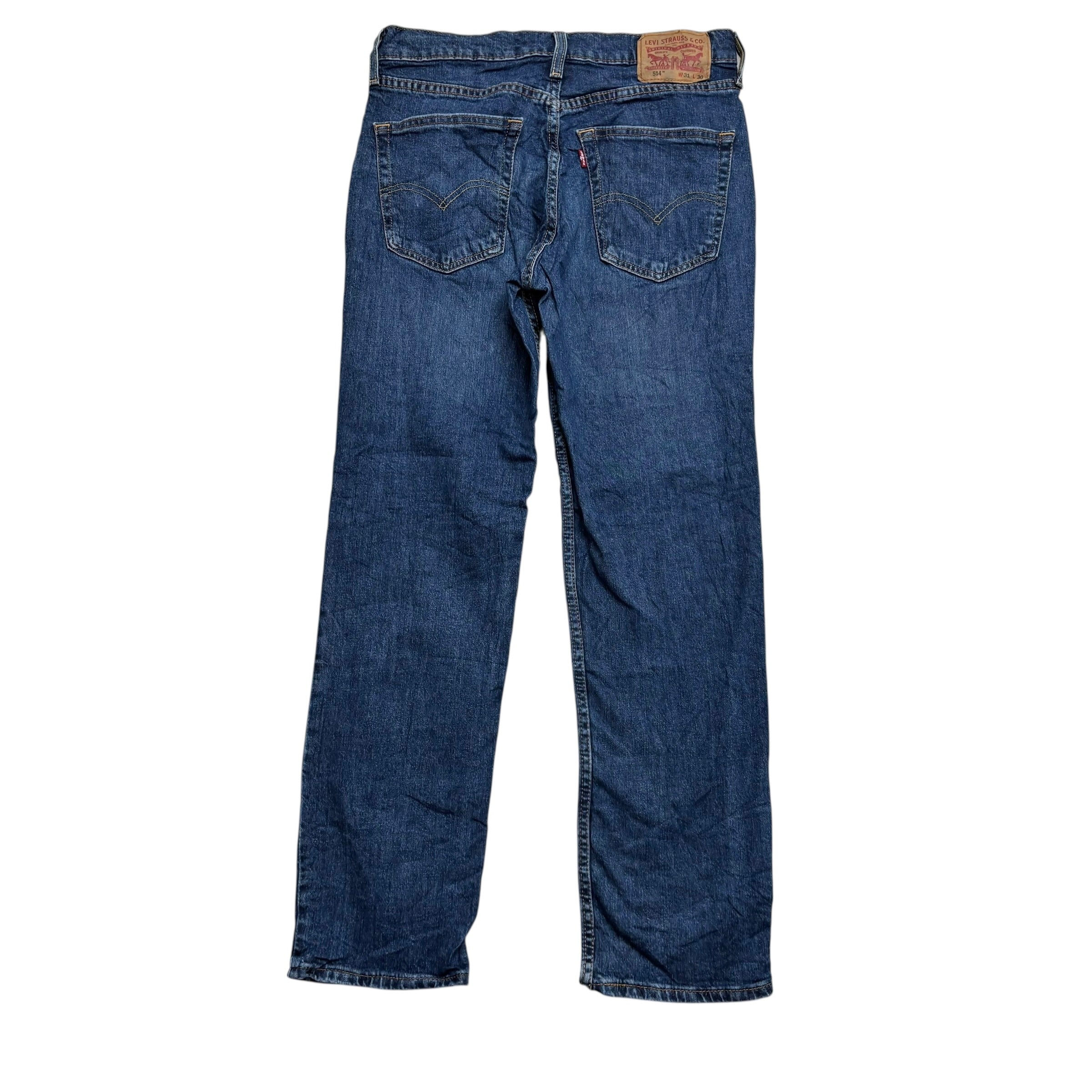 Levis 514 Jeans W31 L30 Mens Mid Blue Regular Straight Fit Stretch Denim (E)