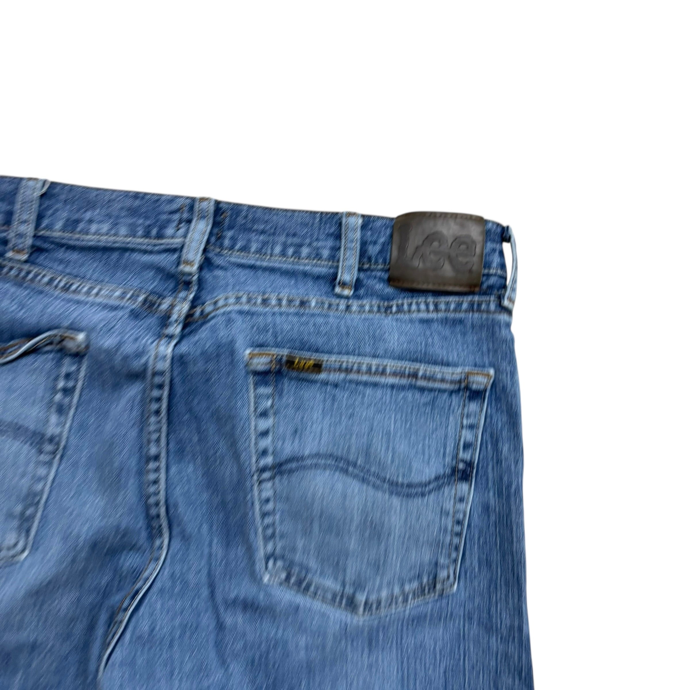 Lee Jeans W34 L29 Mens Mid Blue Regular Straight Fit Stretch Denim