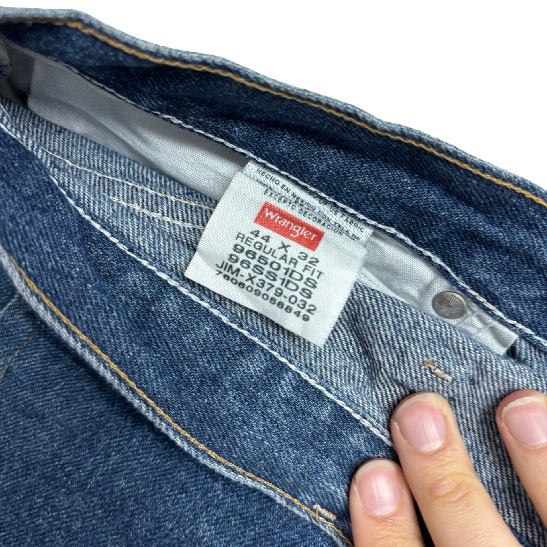 Wrangler Jeans W44 L32 Mens Mid Blue Regular Straight Fit Denim (E)