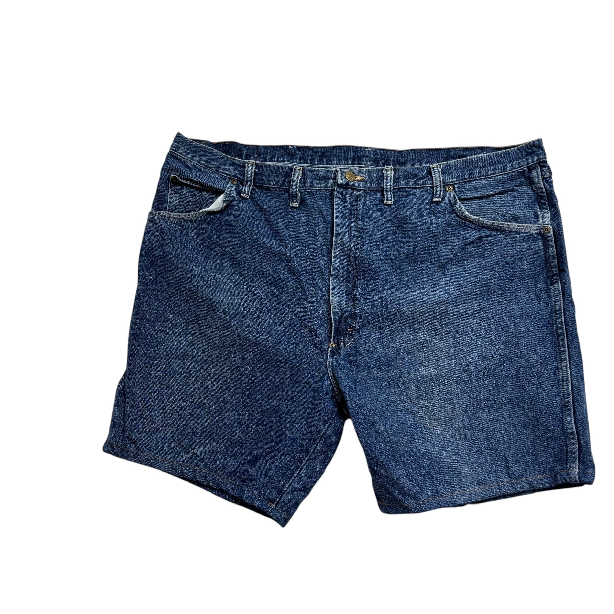 Wrangler Denim Shorts W46 Mens Mid Blue 7in Regular Fit Vintage