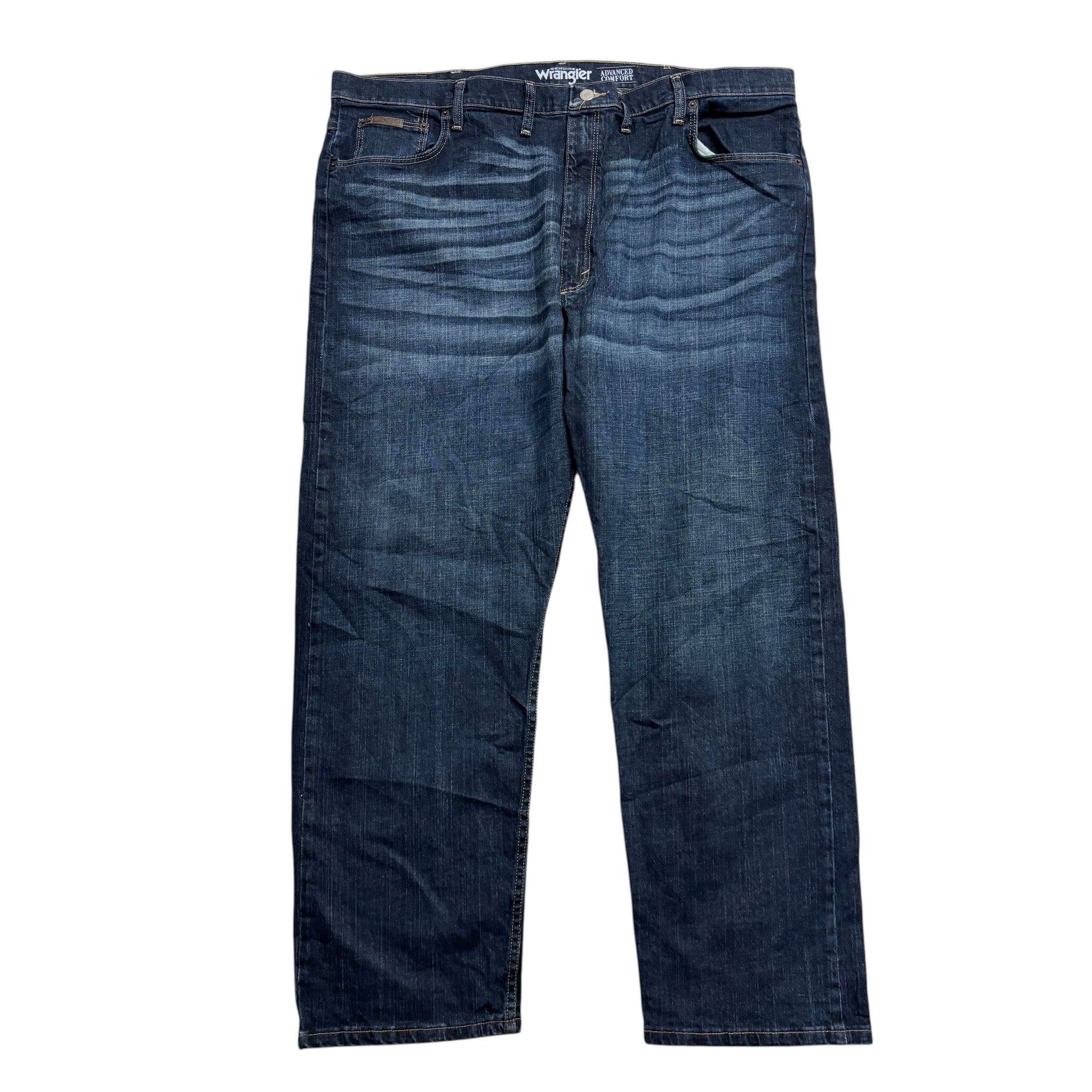 Wrangler Jeans W44 L30 Mens Dark Blue Relaxed Straight Fit Stretch Denim (E)