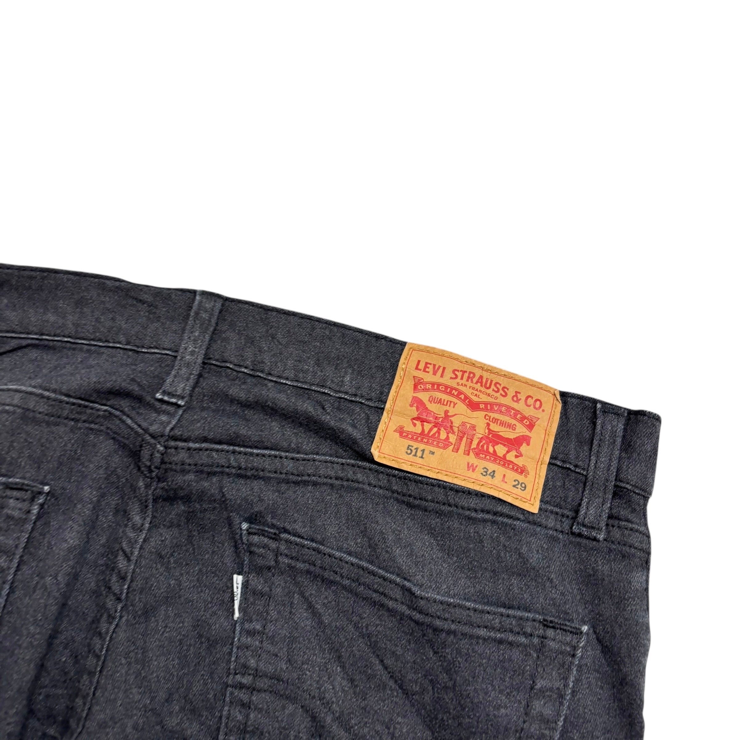 Levis 511 Trousers W34 L28 Mens Grey Slim Fit Stretch Pants (E)