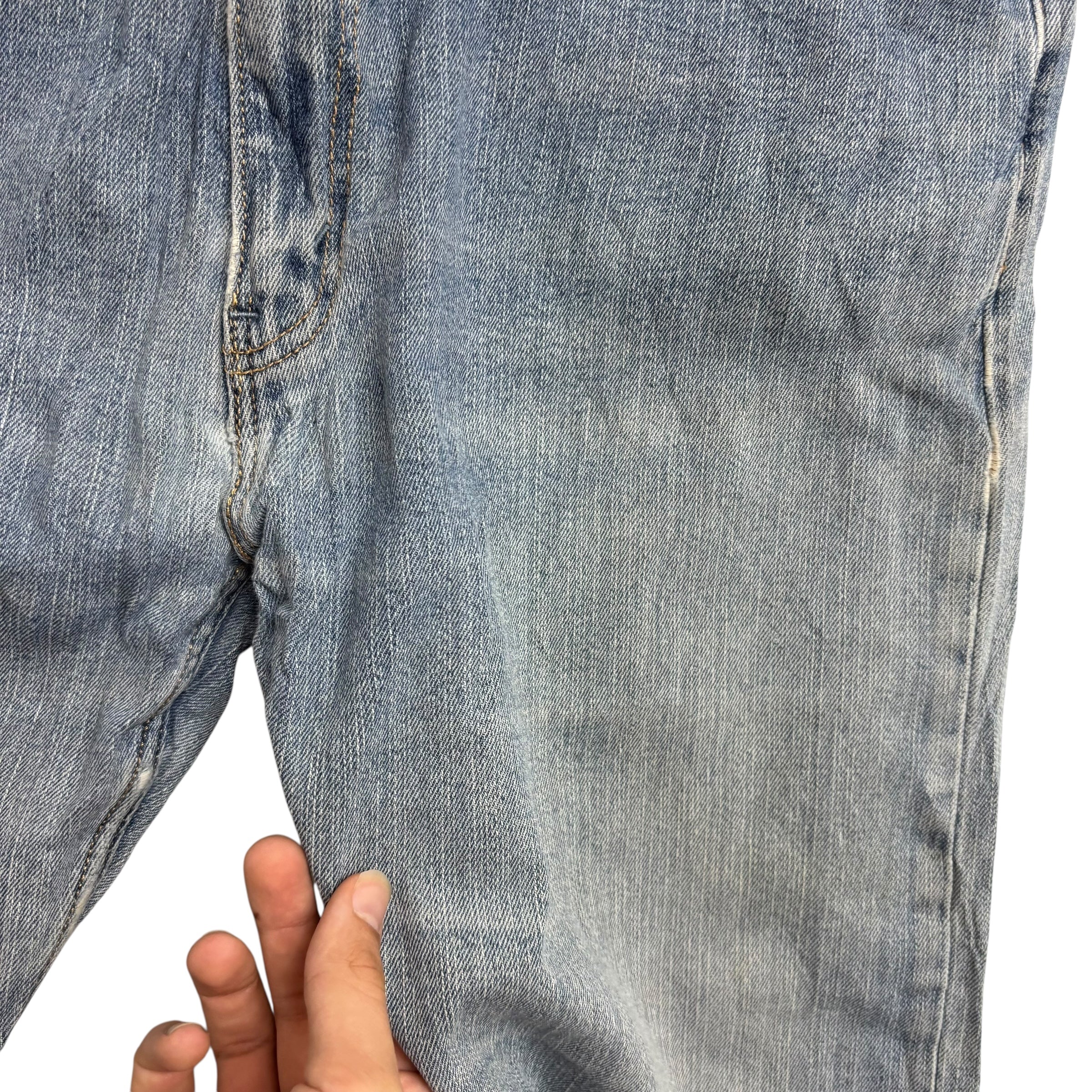 Levis 513 Jeans W38 L32 Mens Light Blue Slim Straight Fit Stretch Denim (F)