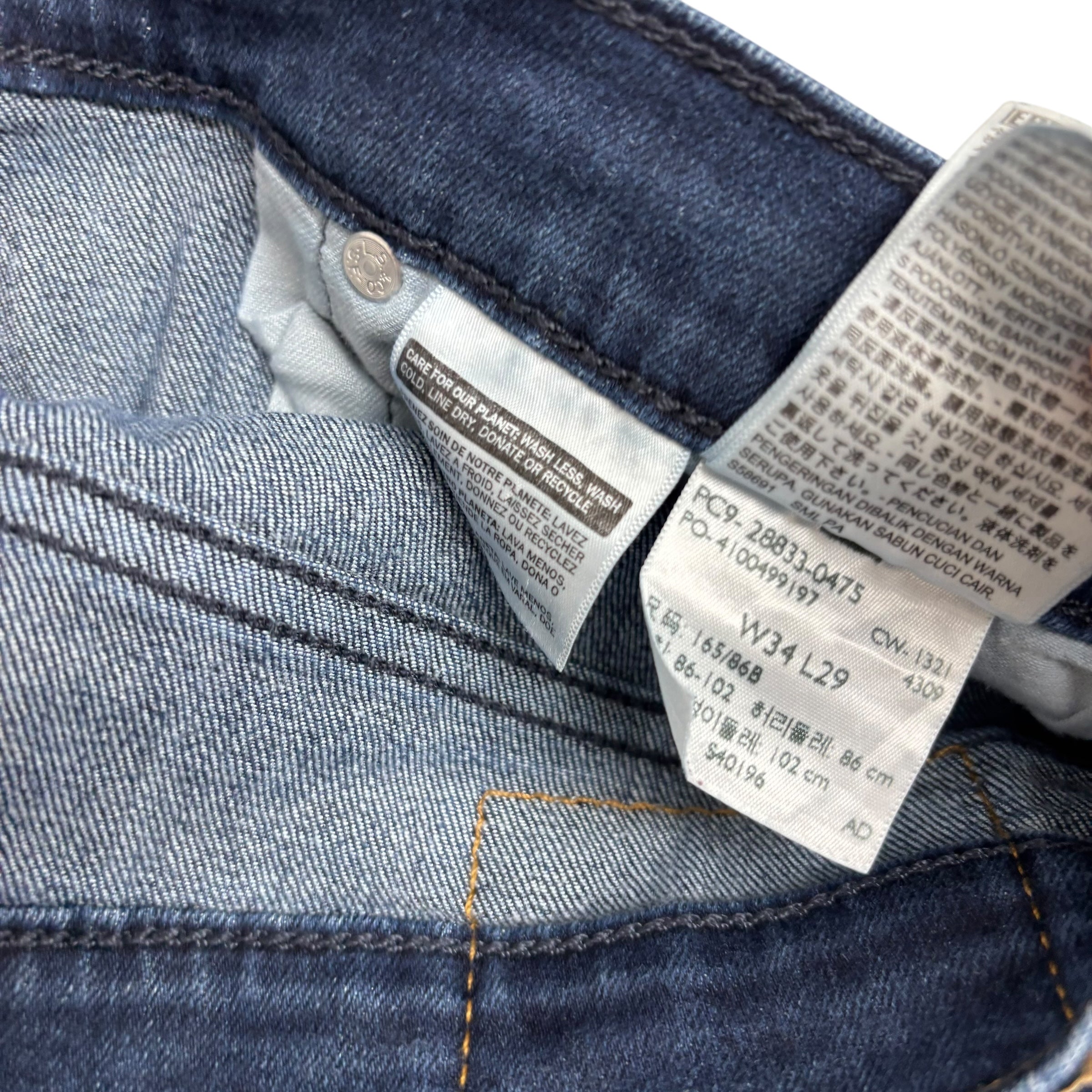 Levis 512 Jeans W34 L28 Mens Navy Blue Slim Tapered Fit Stretch Denim