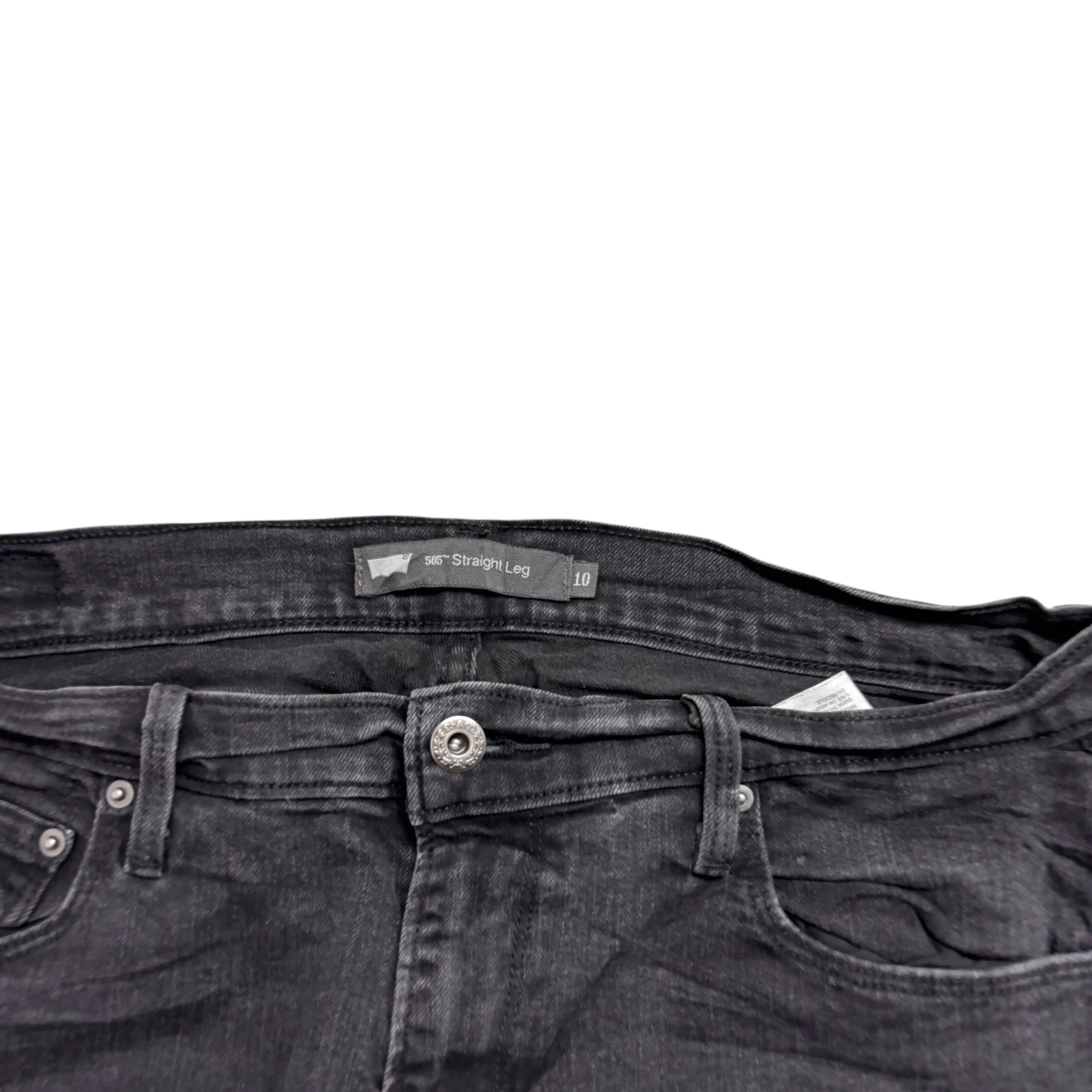 Levis 505 Jeans W31 L30 Womens Regular Straight Fit Black Stretch Denim