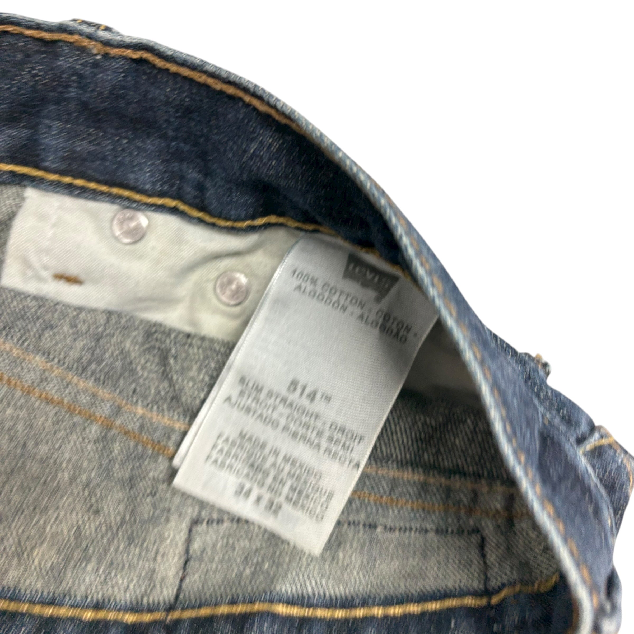 Levis 514 Jeans W34 L32 Mens Dark Blue Regular Straight Fit Vintage Denim (F)