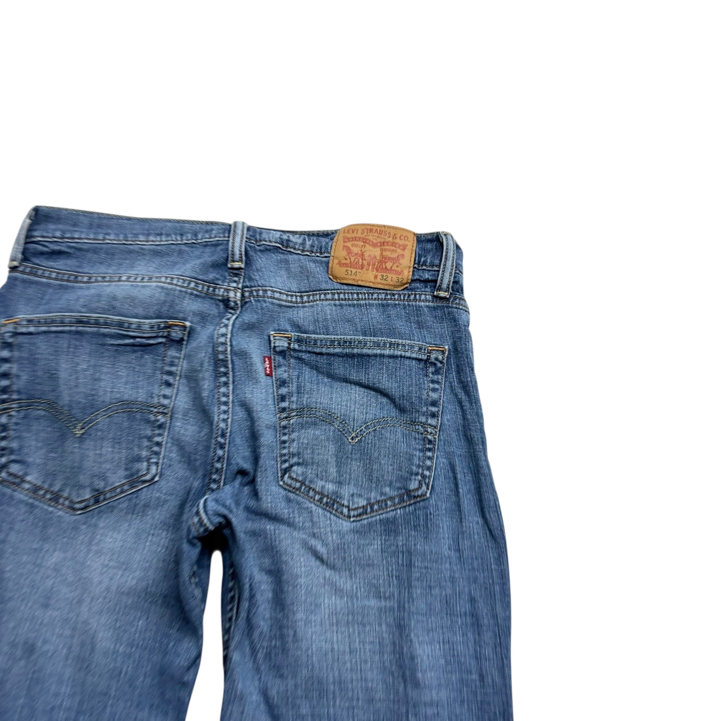 Levis 514 Jeans W32 L32 Mens Mid Blue Regular Straight Fit Stretch Denim