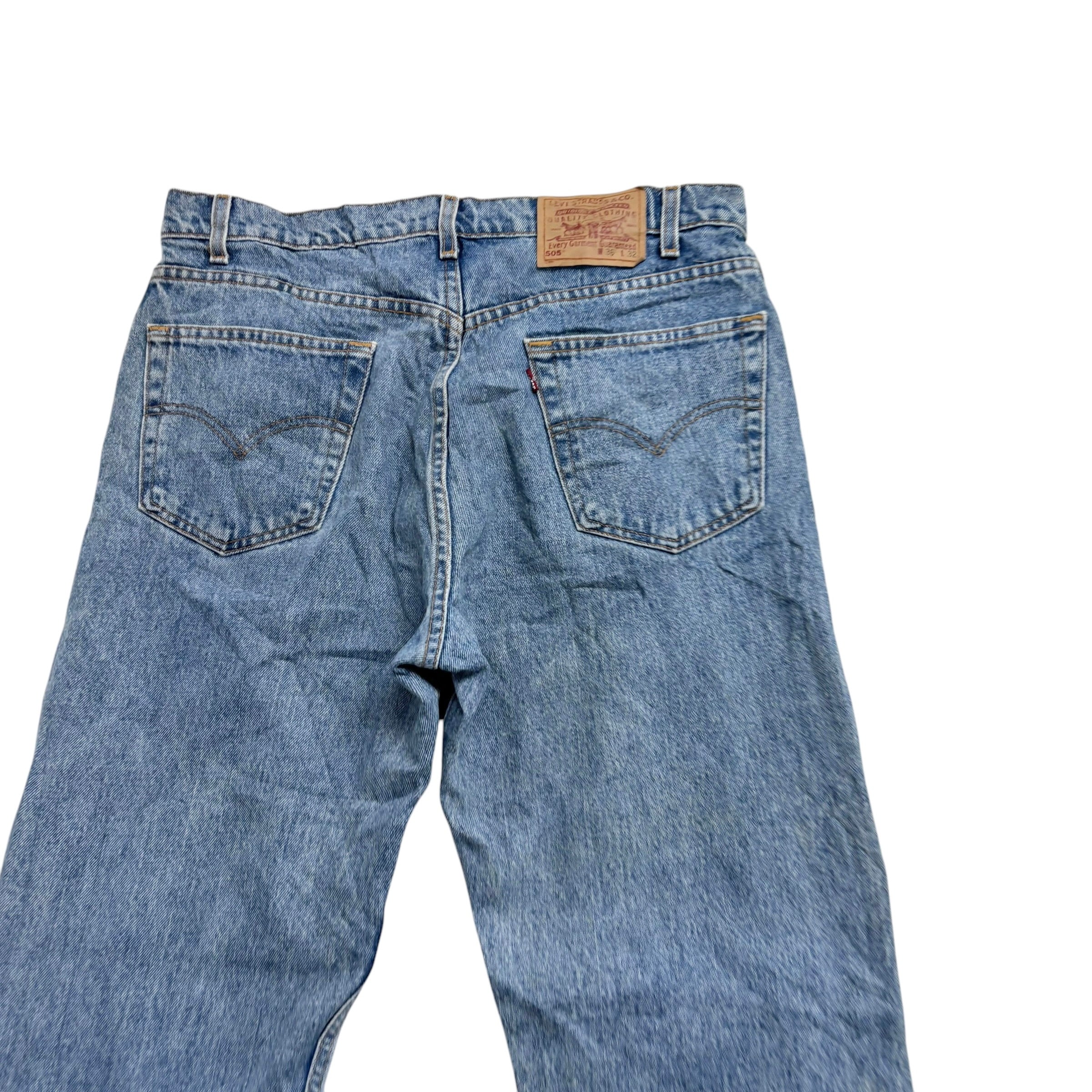 Levis 505 Jeans W36 L32 Mens Light Blue Regular Straight Fit Vintage Denim