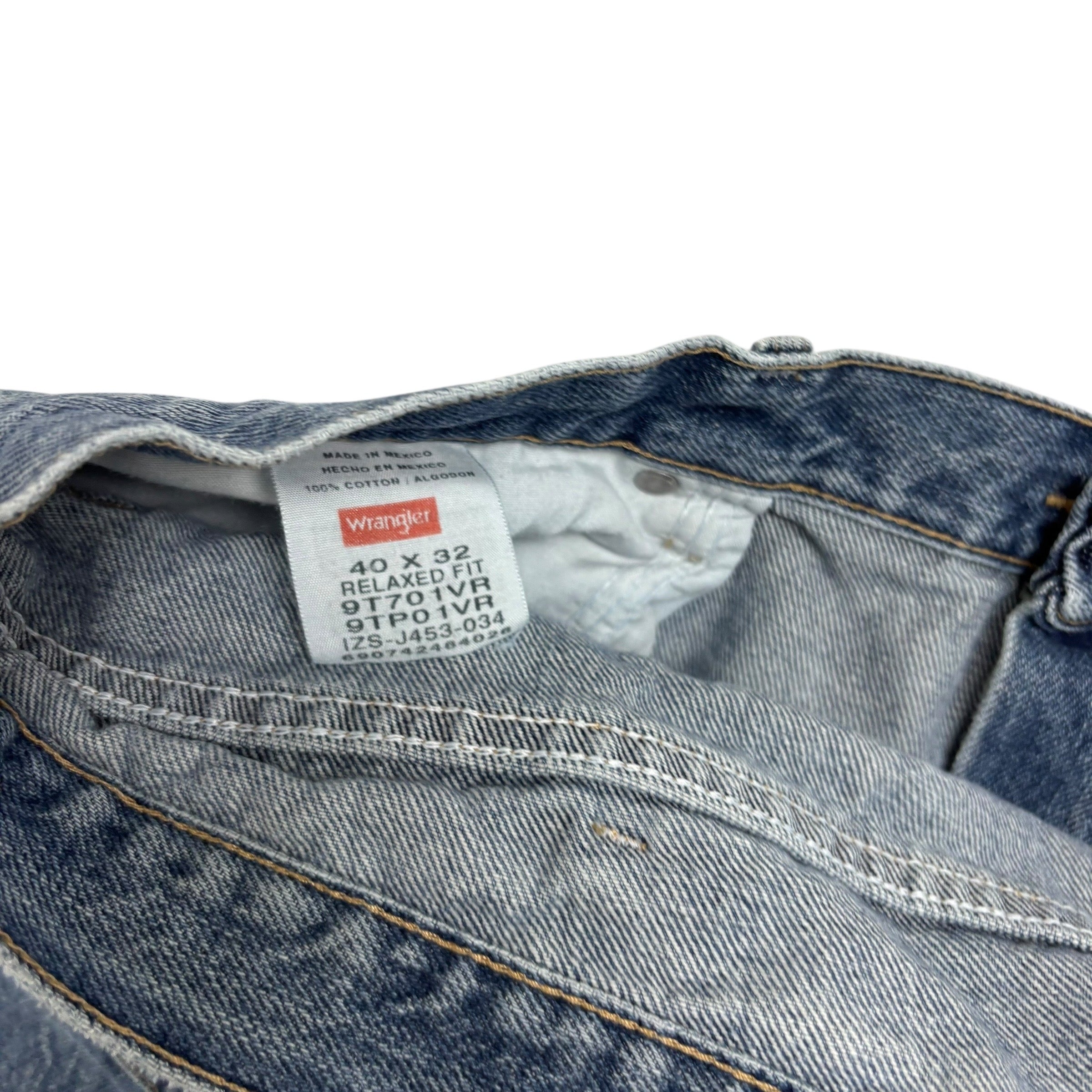 Wrangler Jeans W40 L32 Mens Mid Blue Relaxed Straight Fit Denim