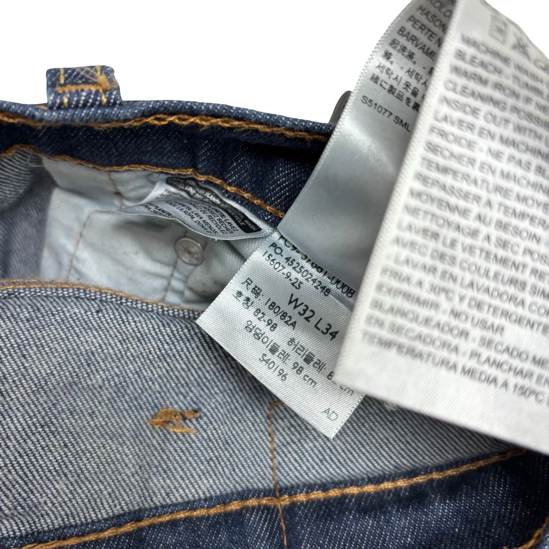 Levis Jeans W32 L34 Mens Dark Blue Western Regular Straight Stretch Denim (E)