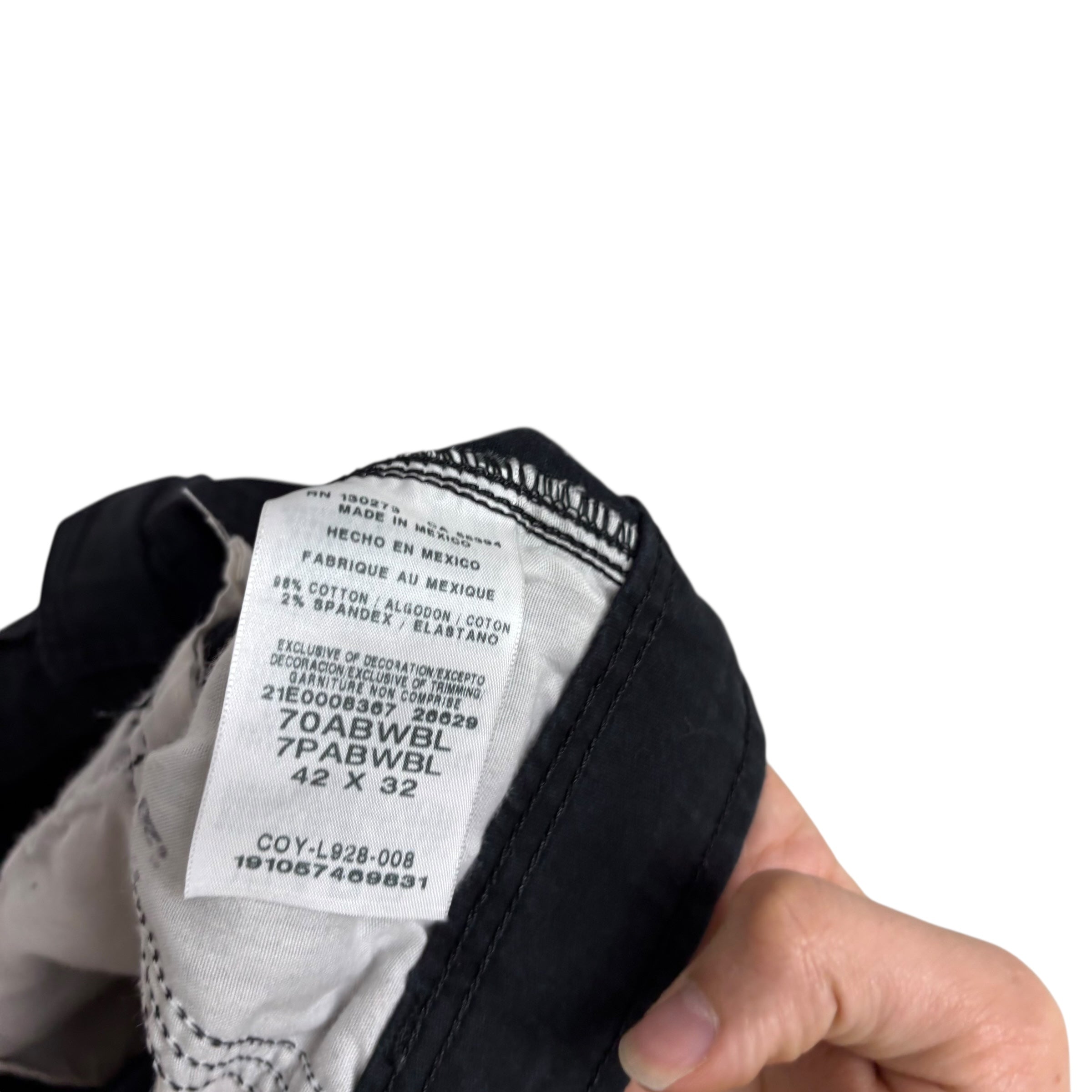 Wrangler Cargo Trousers W42 L32 Mens Black Relaxed Straight Fit Stretch Pants