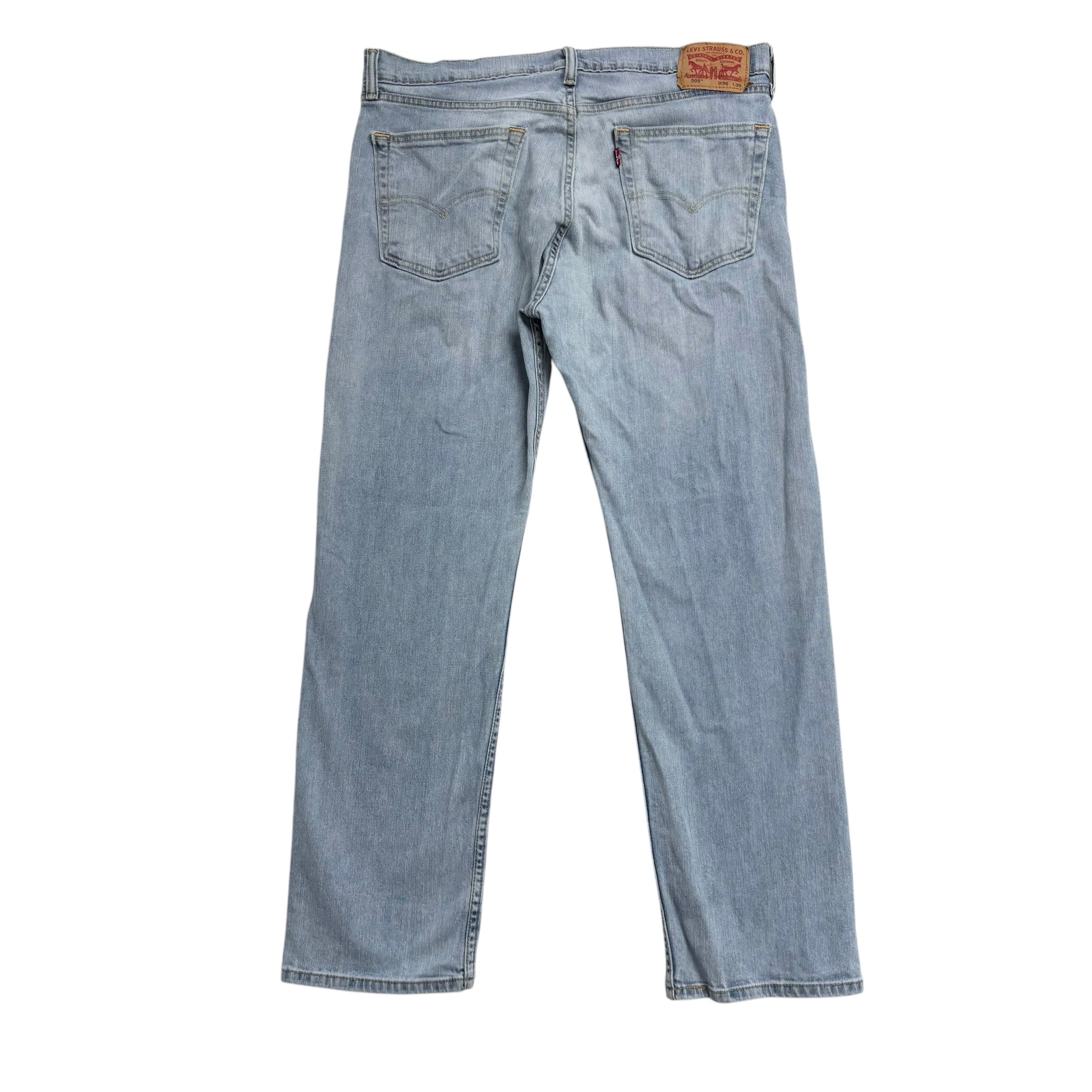 Levis 505 Jeans W36 L30 Mens Light Blue Regular Straight Fit Stretch Denim