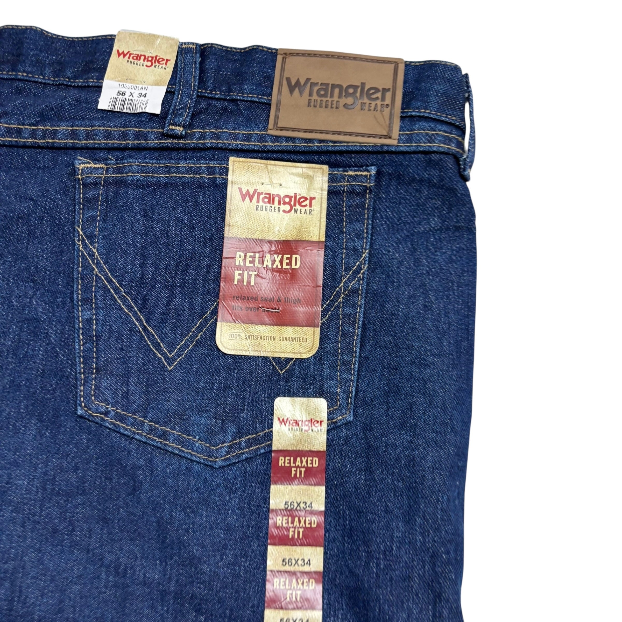 Wrangler Jeans W56 L34 Mens Dark Blue Relaxed Straight Fit Denim (E)