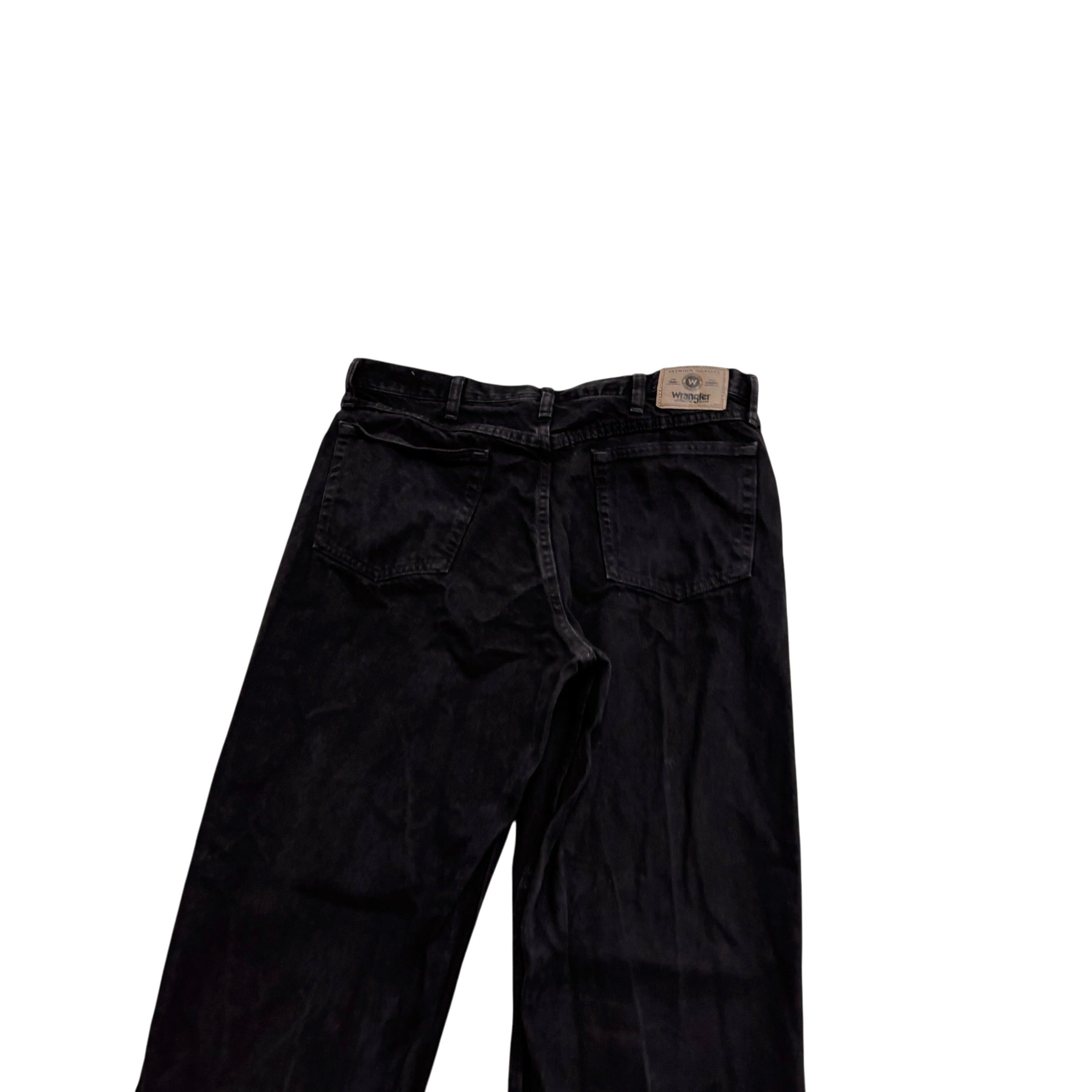 Wrangler Jeans W36 L34 Mens Black Baggy Relaxed Straight Fit Denim