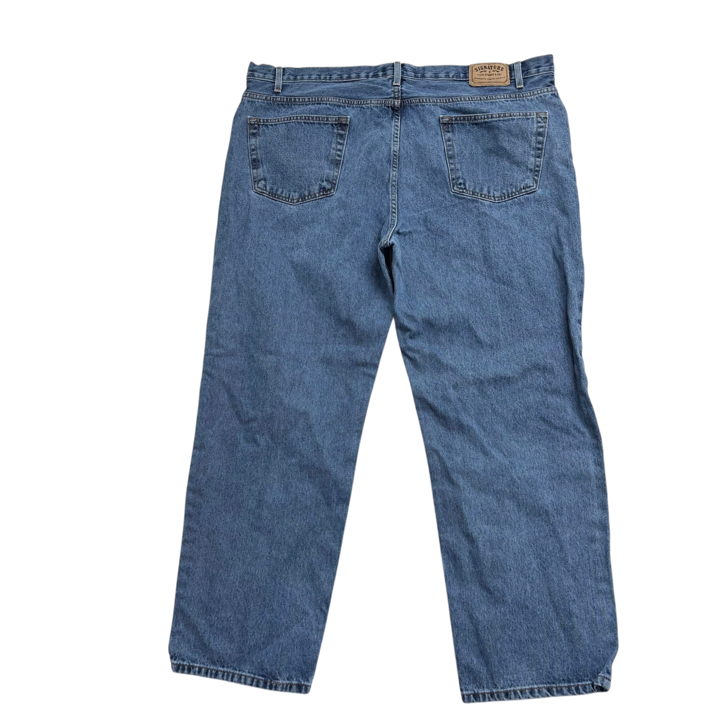 Levis Signature Jeans W46 L32 Mens Mid Blue Relaxed Straight Vintage Denim (E)