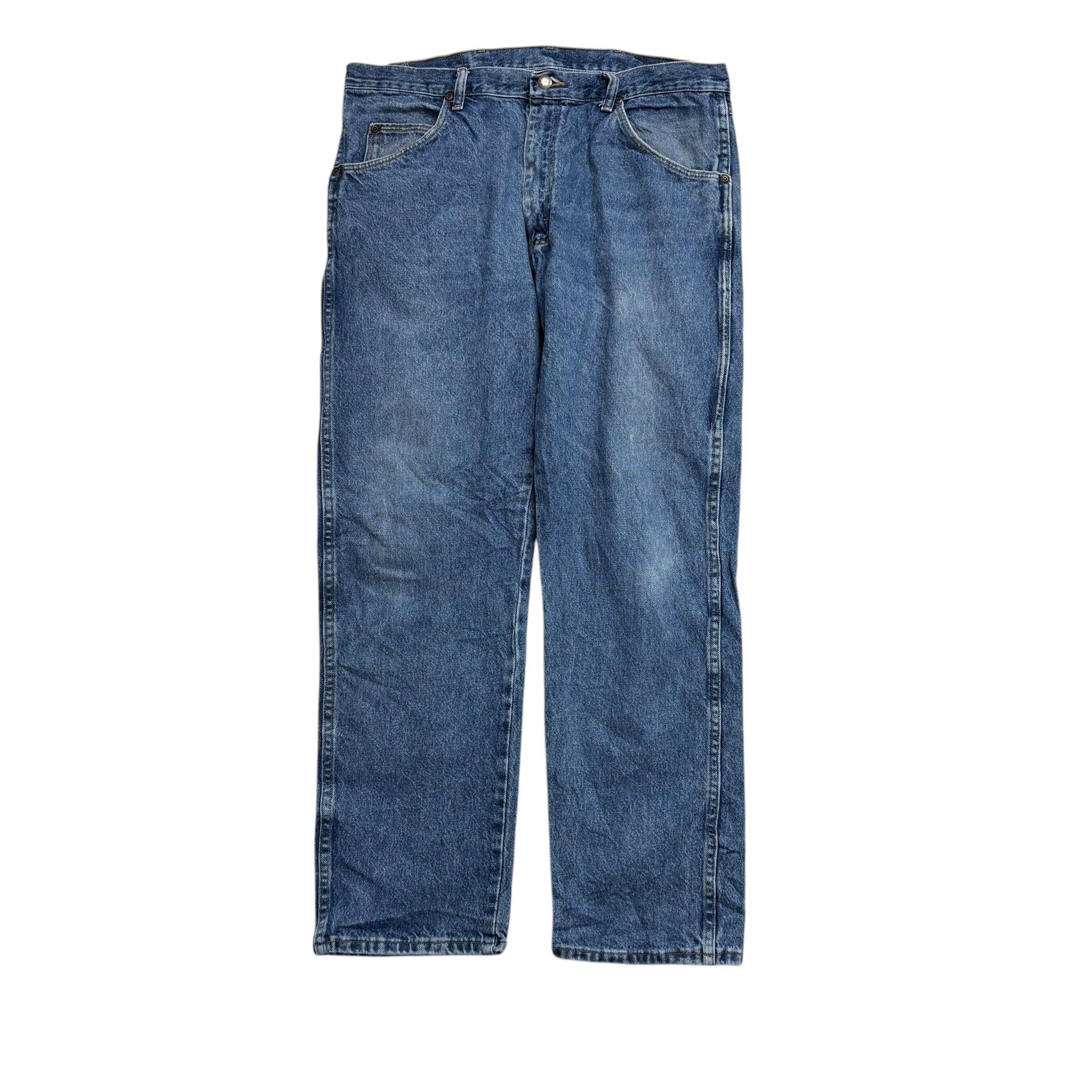 Wrangler Jeans W36 L29 Mens Mid Blue Regular Straight Fit Vintage Denim (E)
