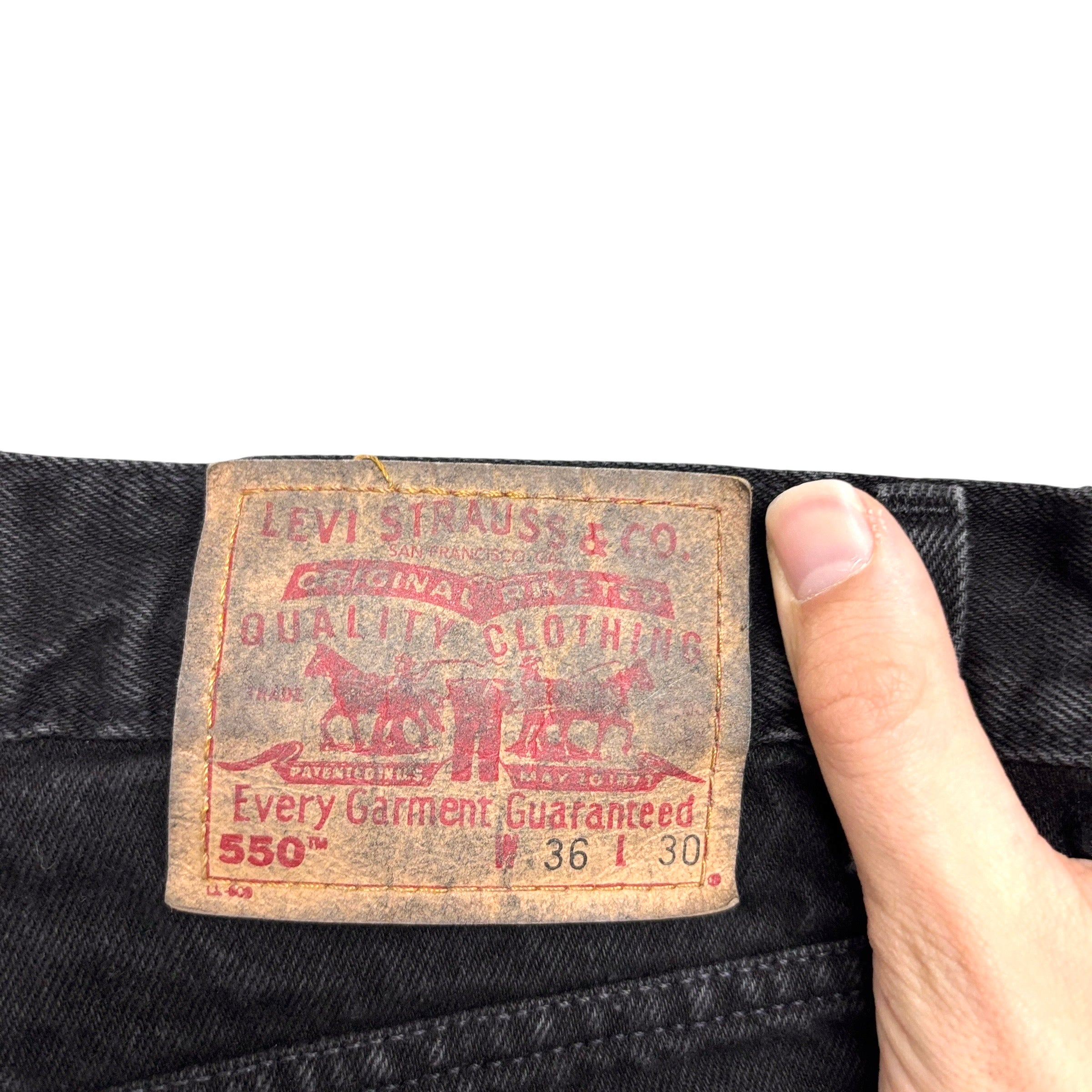 Levis 550 Jeans W34 L30 Mens Black Baggy Relaxed Straight Fit Vintage Denim (E)