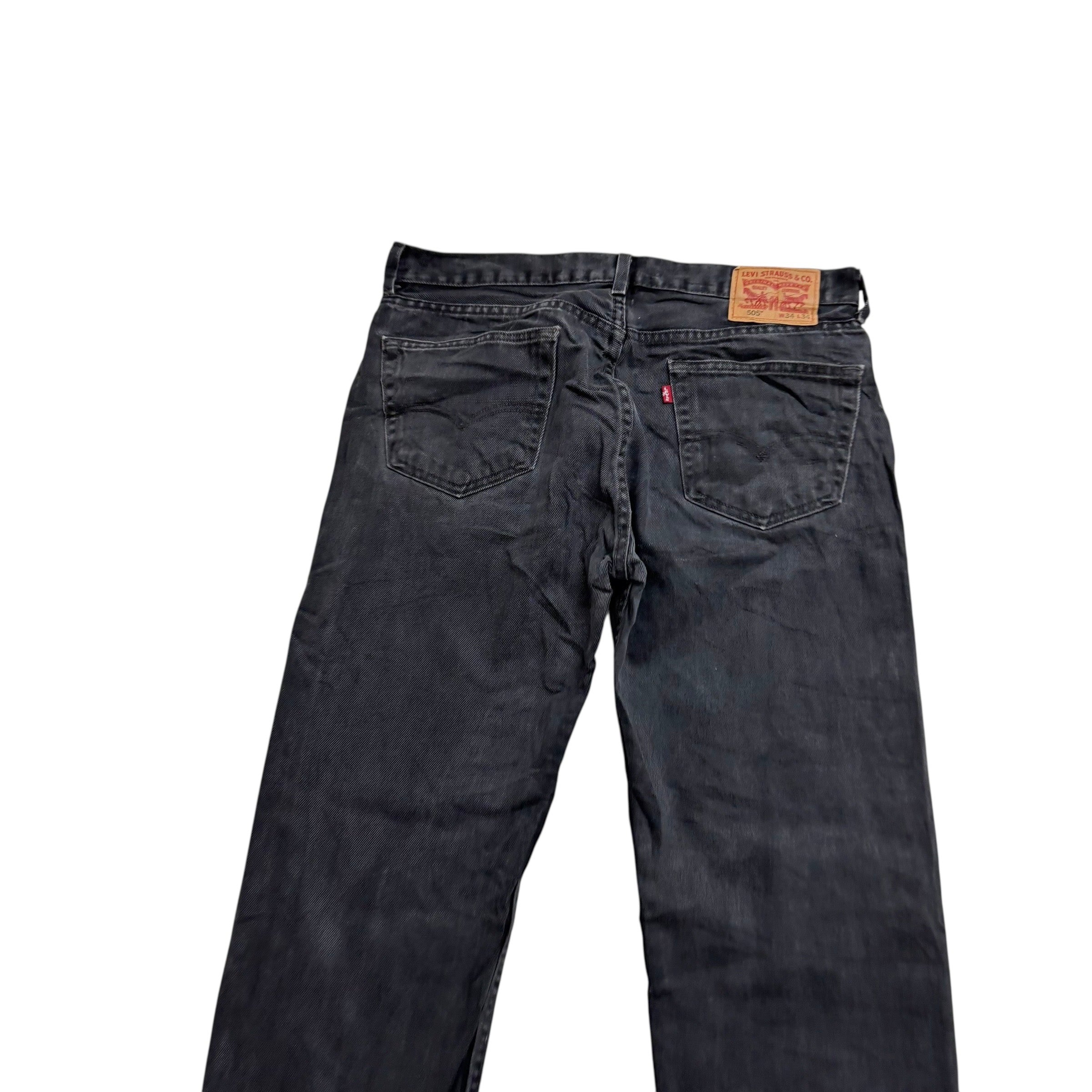 Levis 505 Jeans W34 L34 Mens Black Regular Straight Fit Denim