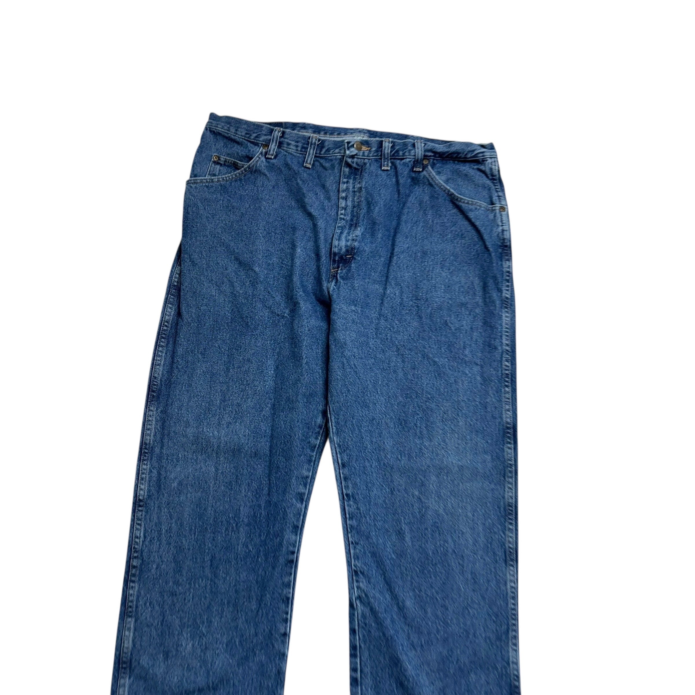 Wrangler Jeans W42 L32 Mens Mid Blue Regular Straight Fit Denim (E)