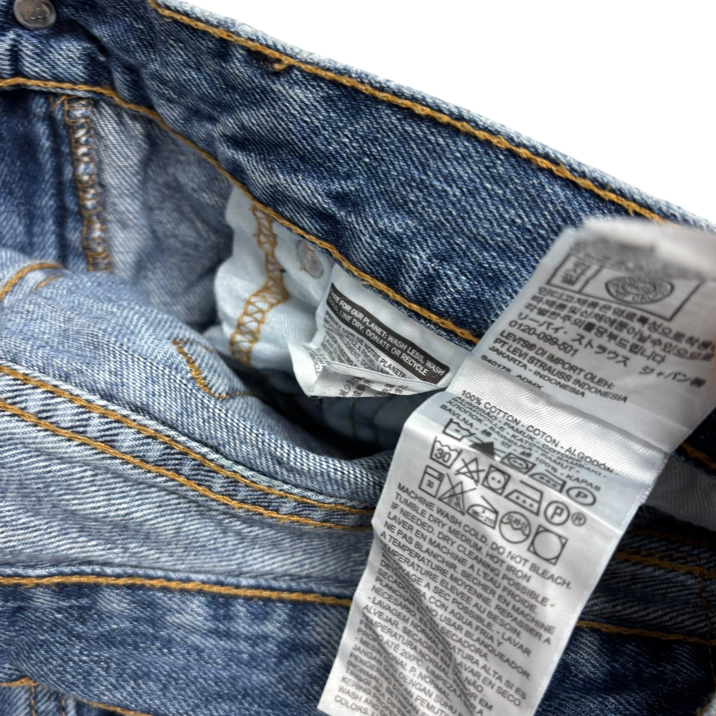 Levis 505 Jeans W36 L32 Mens Mid Blue Regular Straight Fit Denim (E)