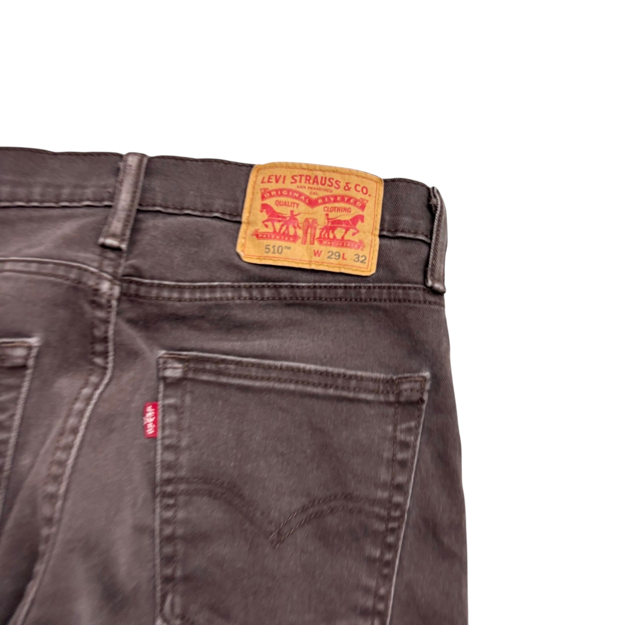 Levis 510 Jeans W29 L32 Mens Brown Skinny Fit Stretch Denim