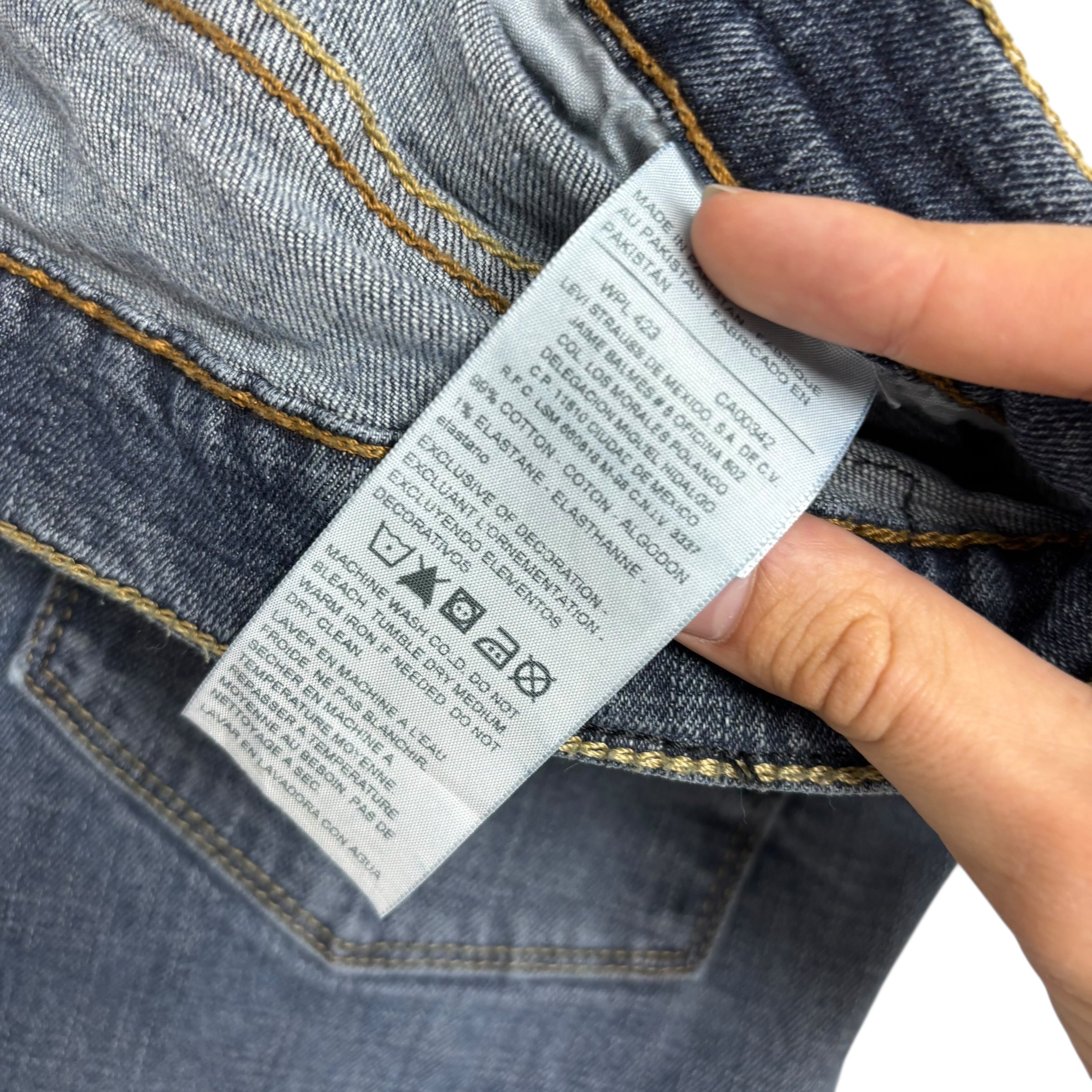 Levis Denizen Jeans W34 L34 Mens Mid Blue Slim Straight Fit Stretch Denim (E)